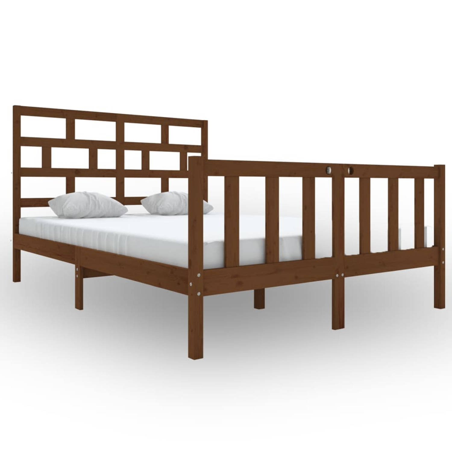 The Living Store Bedframe massief grenenhout honingbruin 120x200 cm - Bedframe - Bedframes - Bed - Bedbodem - Ledikant - Bed Frame - Massief Houten Bedframe - Slaapmeubel - Tweeper