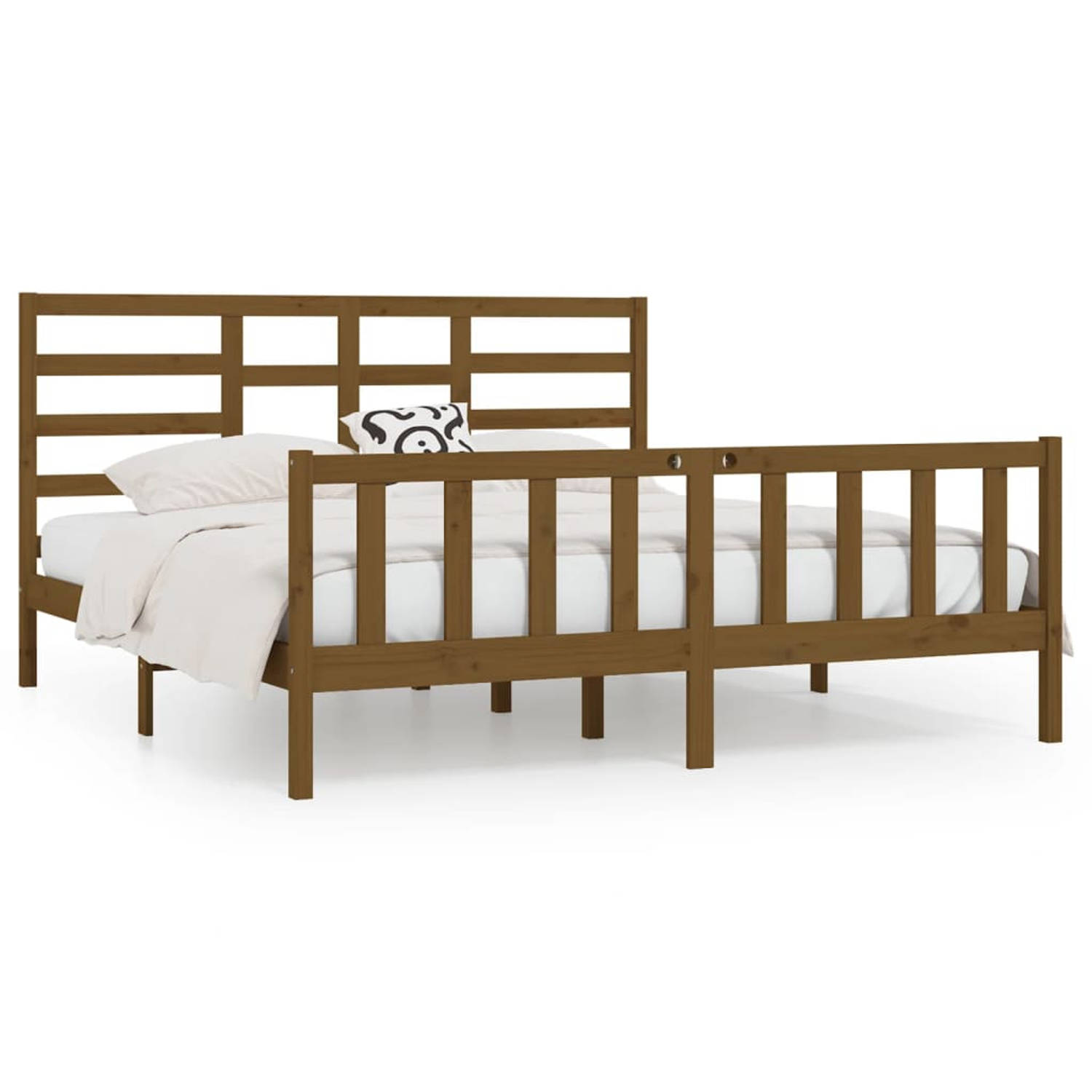 The Living Store Bedframe massief hout honingbruin 180x200 cm 6FT Super King - Bedframe - Bedframes - Bed - Bedbodem - Ledikant - Bed Frame - Massief Houten Bedframe - Slaapmeubel