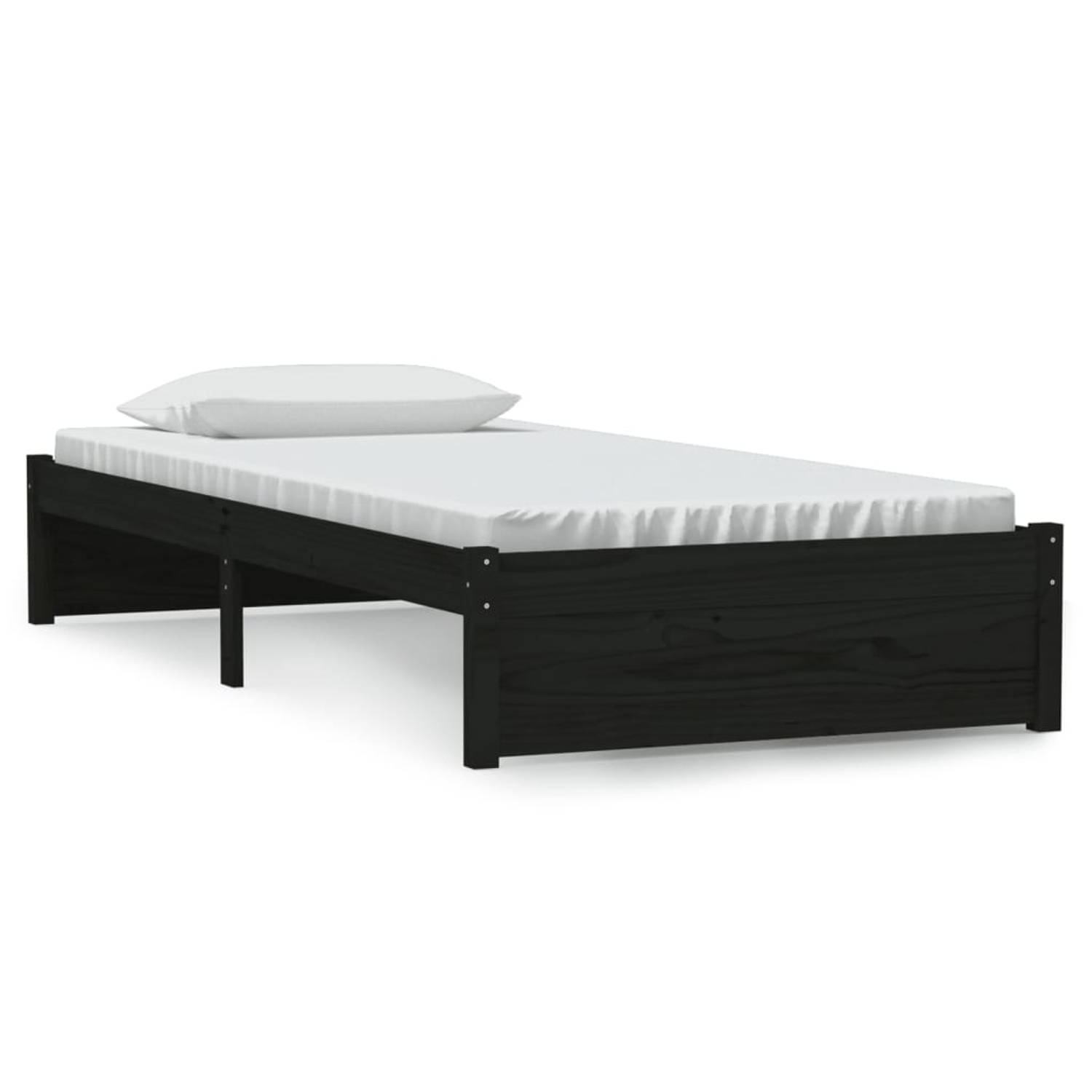 The Living Store Bedframe massief hout zwart 90x190 cm 3FT Single - Bedframe - Bedframes - Bed - Bedbodem - Ledikant - Bed Frame - Massief Houten Bedframe - Slaapmeubel - Eenpersoo