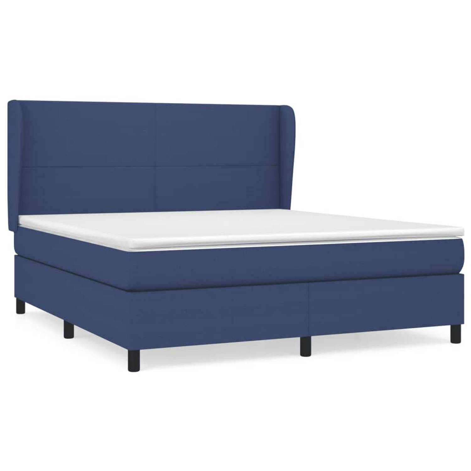 The Living Store Boxspringbed - Comfort - Bed - 203 x 183 x 118/128 cm - Blauw - Stof - Modern