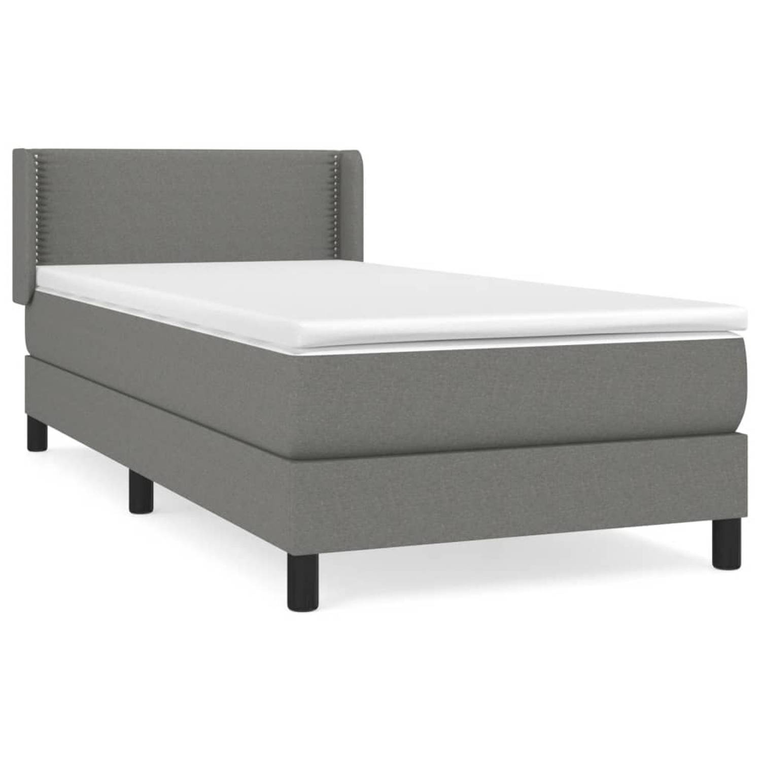 The Living Store Boxspring met matras stof donkergrijs 90x200 cm - Boxspring - Boxsprings - Bed - Slaapmeubel - Boxspringbed - Boxspring Bed - Tweepersoonsbed - Bed Met Matras - Be