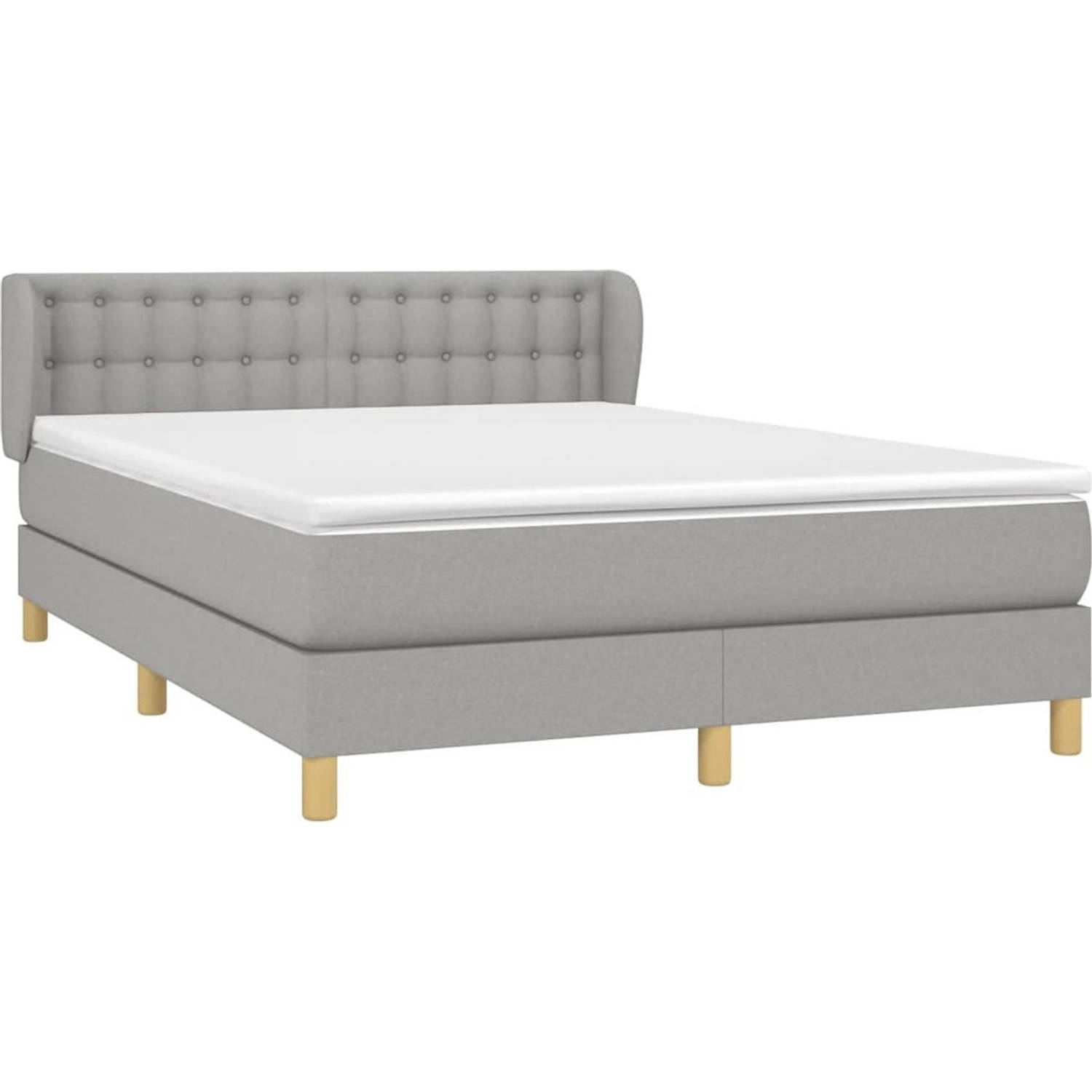 The Living Store Boxspringbed - Lichtgrijs - 193 x 147 x 78/88 cm - Pocketvering Matras - Middelharde Ondersteuning