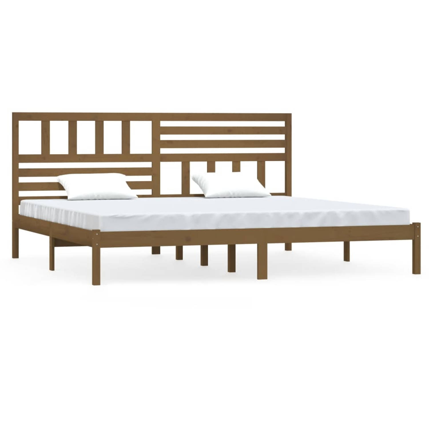 The Living Store Bedframe grenenhout honingbruin 180x200 cm 6FT Super King - Bedframe - Bedframes - Eenpersoonsbed - Bed - Bedombouw - Frame - Bed Frame - Ledikant - Bedframe Met H