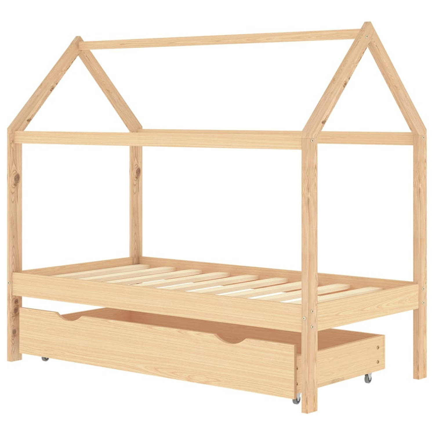 The Living Store Kinderbedframe met lade massief grenenhout 80x160 cm - Bed