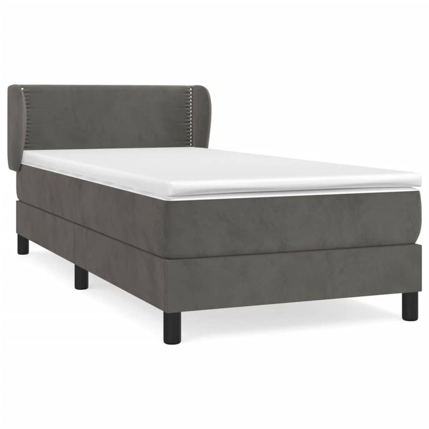 The Living Store Bed Serina - Boxspringbed 80x200 - Donkergrijs Fluweel