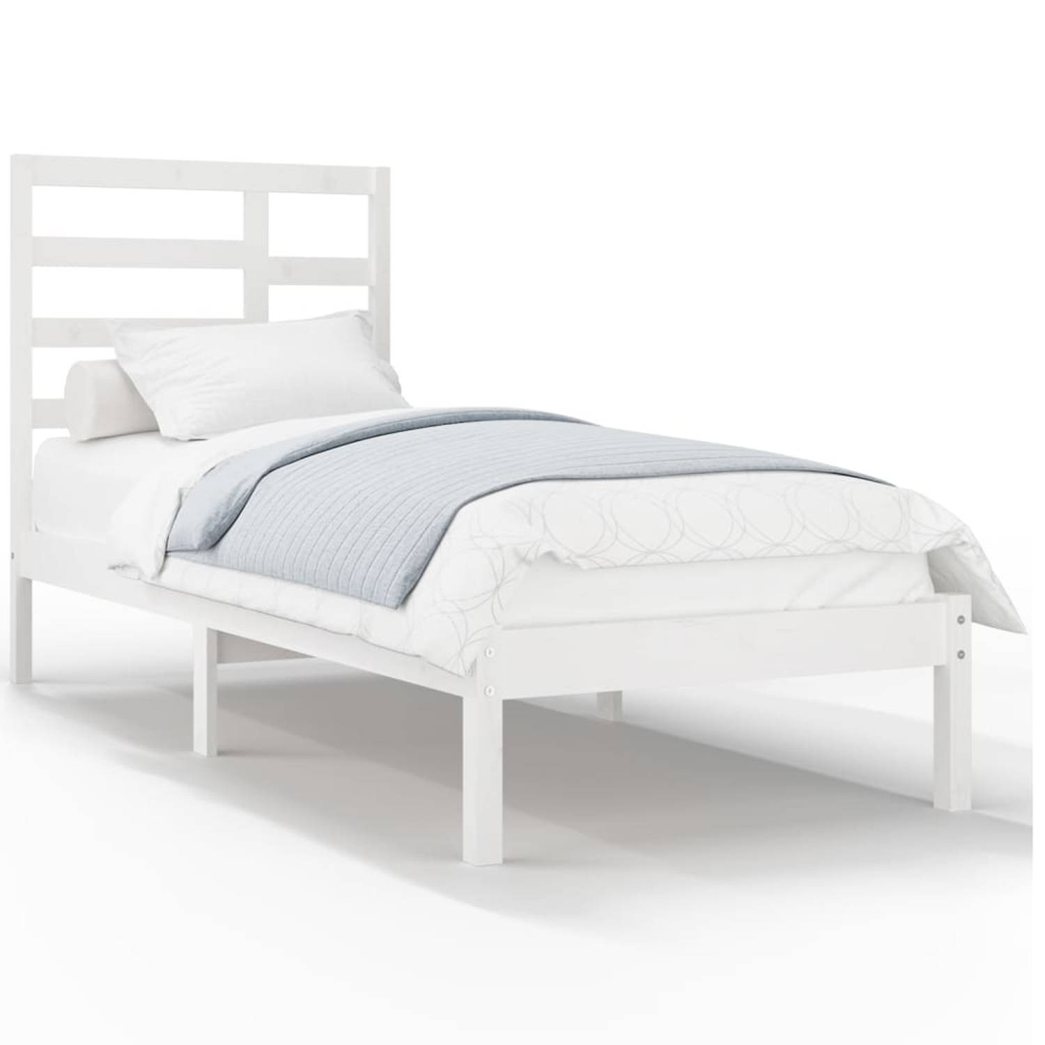 The Living Store Bedframe massief hout wit 90x200 cm - Bedframe - Bedframes - Bed - Bedbodem - Ledikant - Bed Frame - Massief Houten Bedframe - Slaapmeubel - Eenpersoonsbed - Bedde