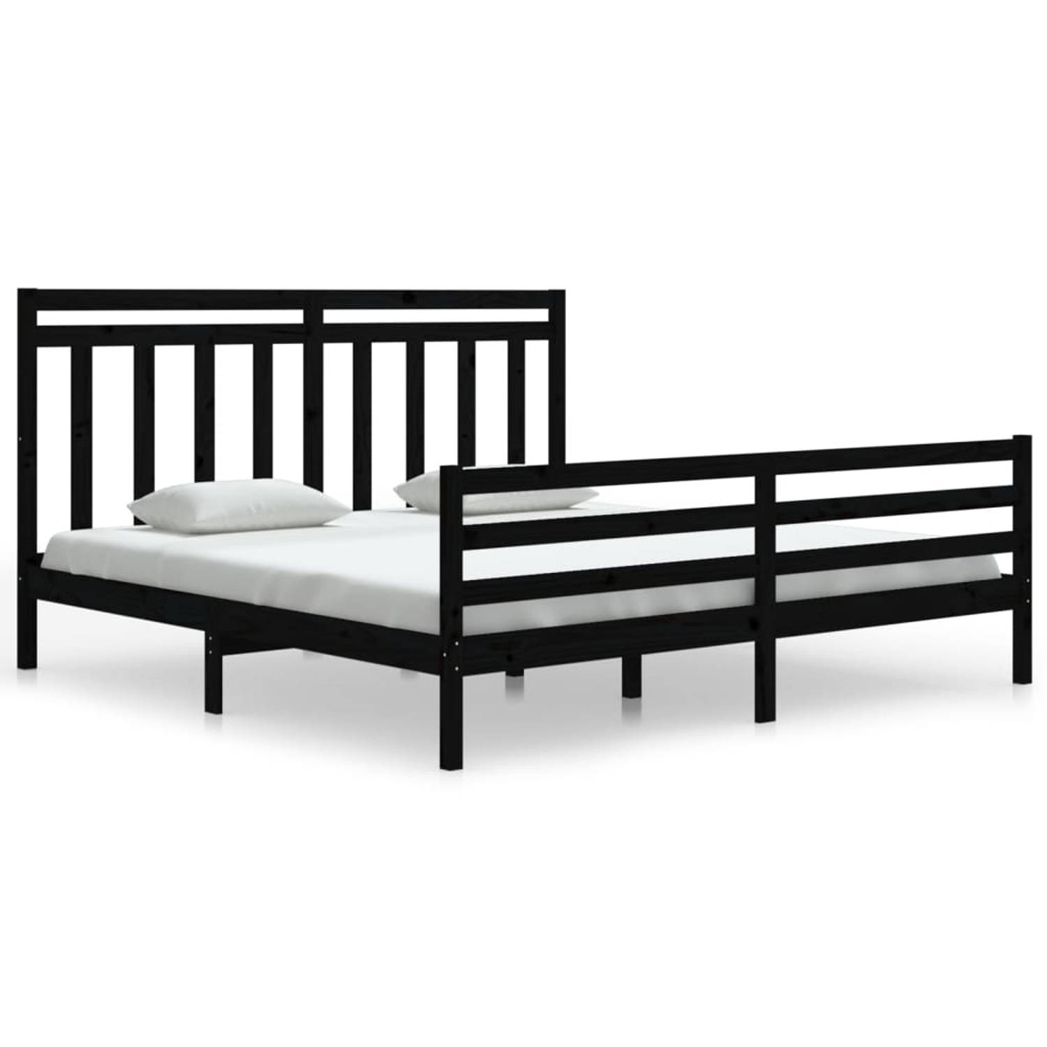 The Living Store Bedframe massief hout zwart 180x200 cm 6FT Super King - Bedframe - Bedframes - Tweepersoonsbed - Bed - Bedombouw - Dubbel Bed - Frame - Bed Frame - Ledikant - Hout