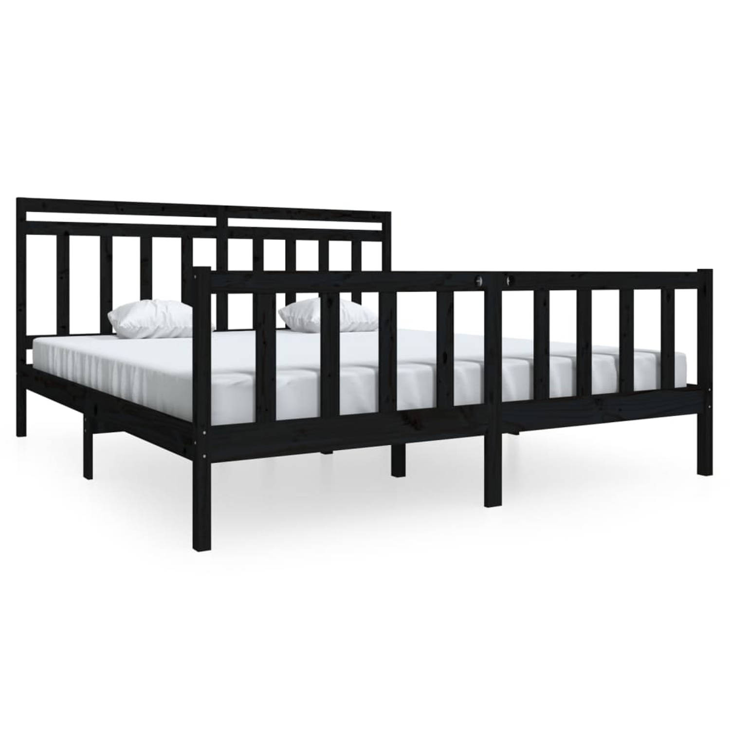 The Living Store Bedframe massief hout zwart 180x200 cm 6FT Super King - Bedframe - Bedframes - Tweepersoonsbed - Bed - Bedombouw - Dubbel Bed - Frame - Bed Frame - Ledikant - Bedf