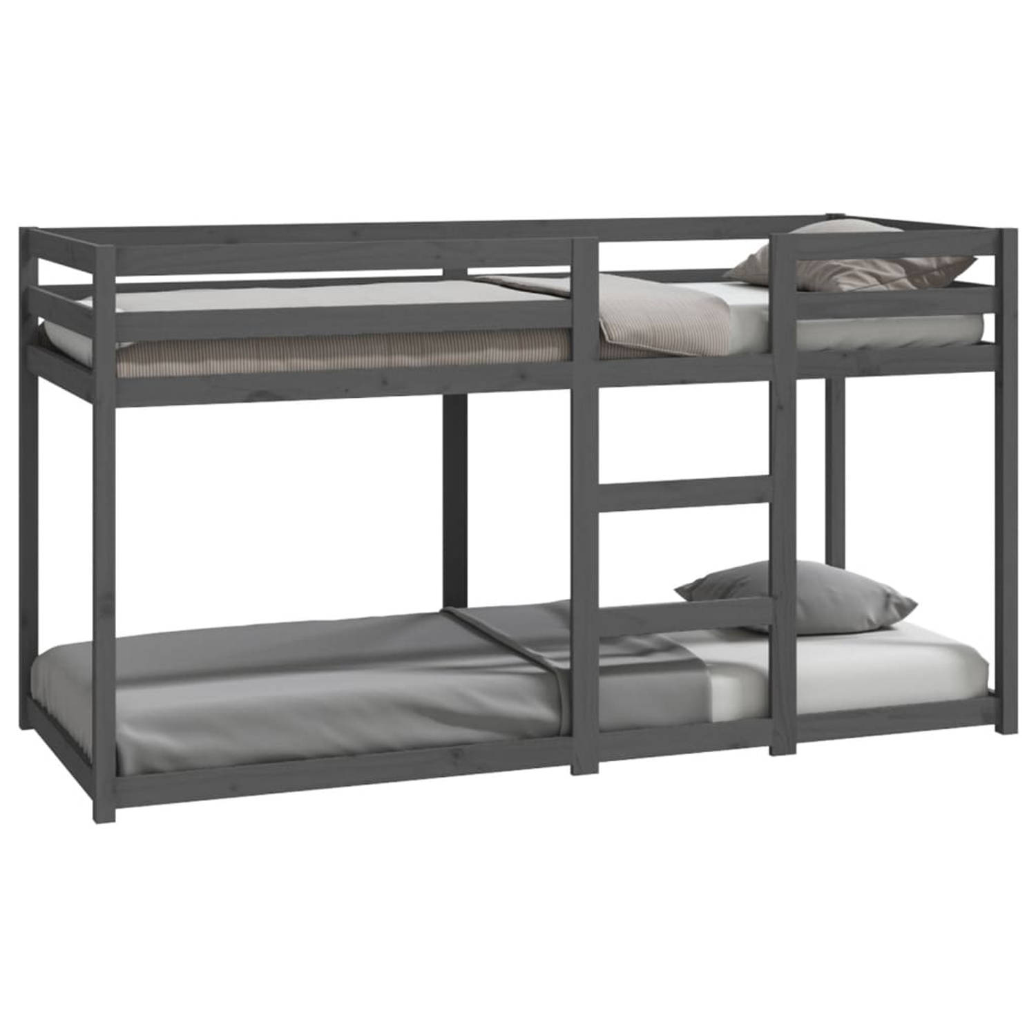 The Living Store Stapelbed massief grenenhout grijs 90x200 cm - Stapelbed - Stapelbedden - Bed - Bedframe - Stapelbedframe - Bed Frame - Bedden - Bedframes - Stapelbedframes - Bed