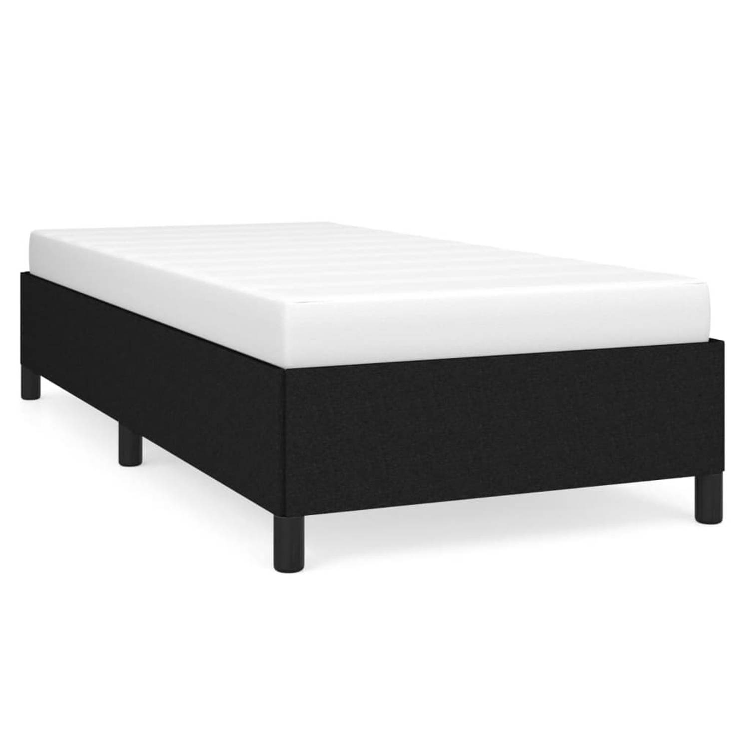 The Living Store Bedframe stof zwart 90x200 cm - Bedframe - Bedframes - Slaapmeubel - Bedbodem - Ledikant - Eenpersoonsbed - Slaapmeubels - Slaapmeubelen - Slaapmeubilair - Bedbode