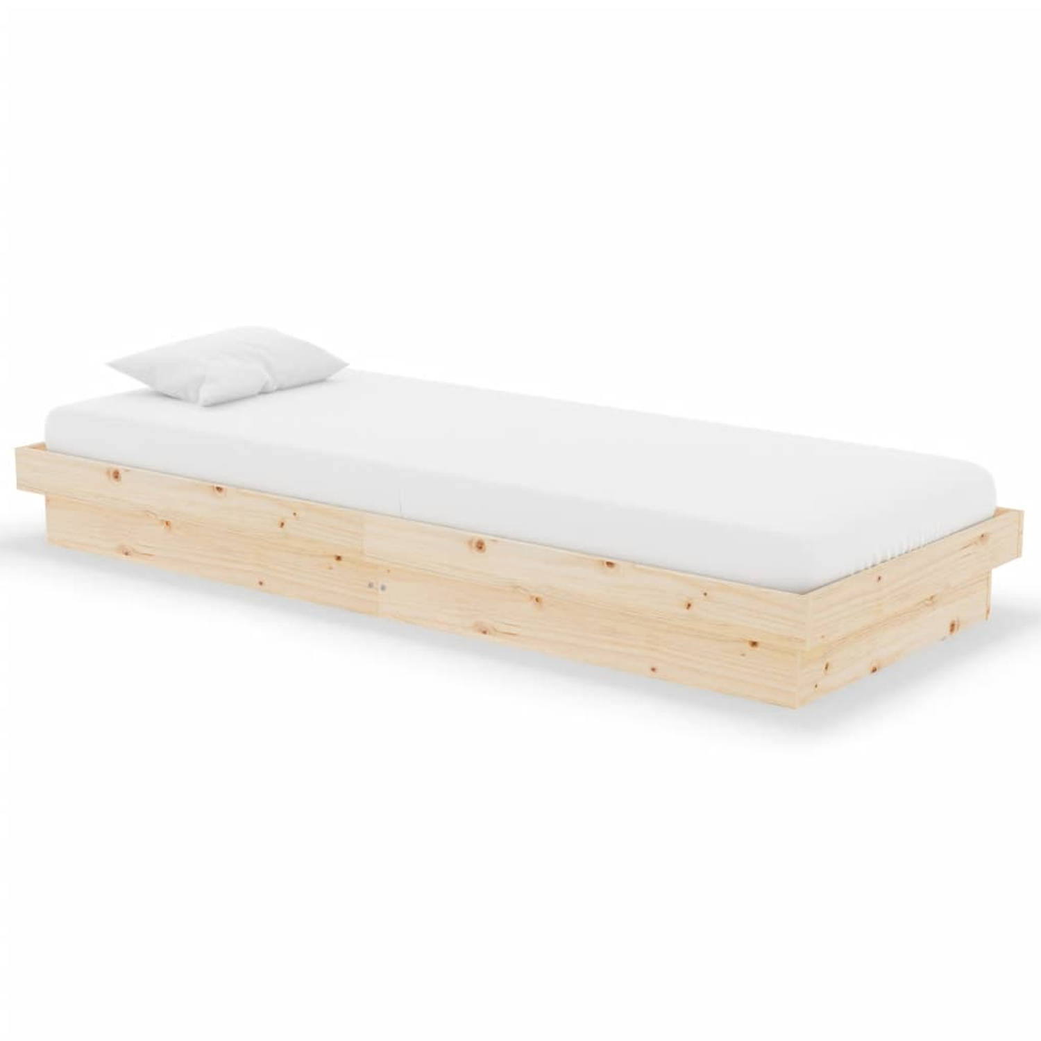 The Living Store Bedframe massief hout 75x190 cm 2FT6 Small Single - Bedframe - Bedframes - Eenpersoonsbed - Bed - Bedombouw - Ledikant - Houten Bedframe - Eenpersoonsbedden - Bedd