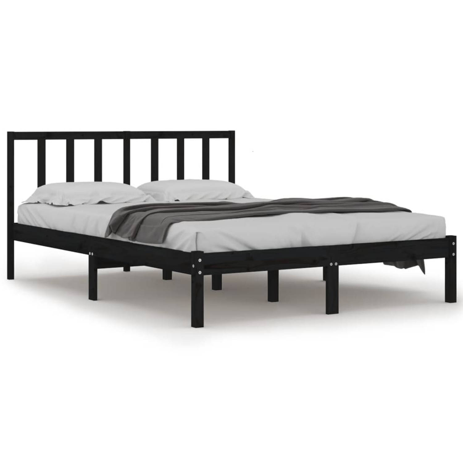 The Living Store Bedframe massief grenenhout zwart 120x200 cm - Bedframe - Bedframes - Bed - Bedbodem - Ledikant - Bed Frame - Massief Houten Bedframe - Slaapmeubel - Bedden - Bedb