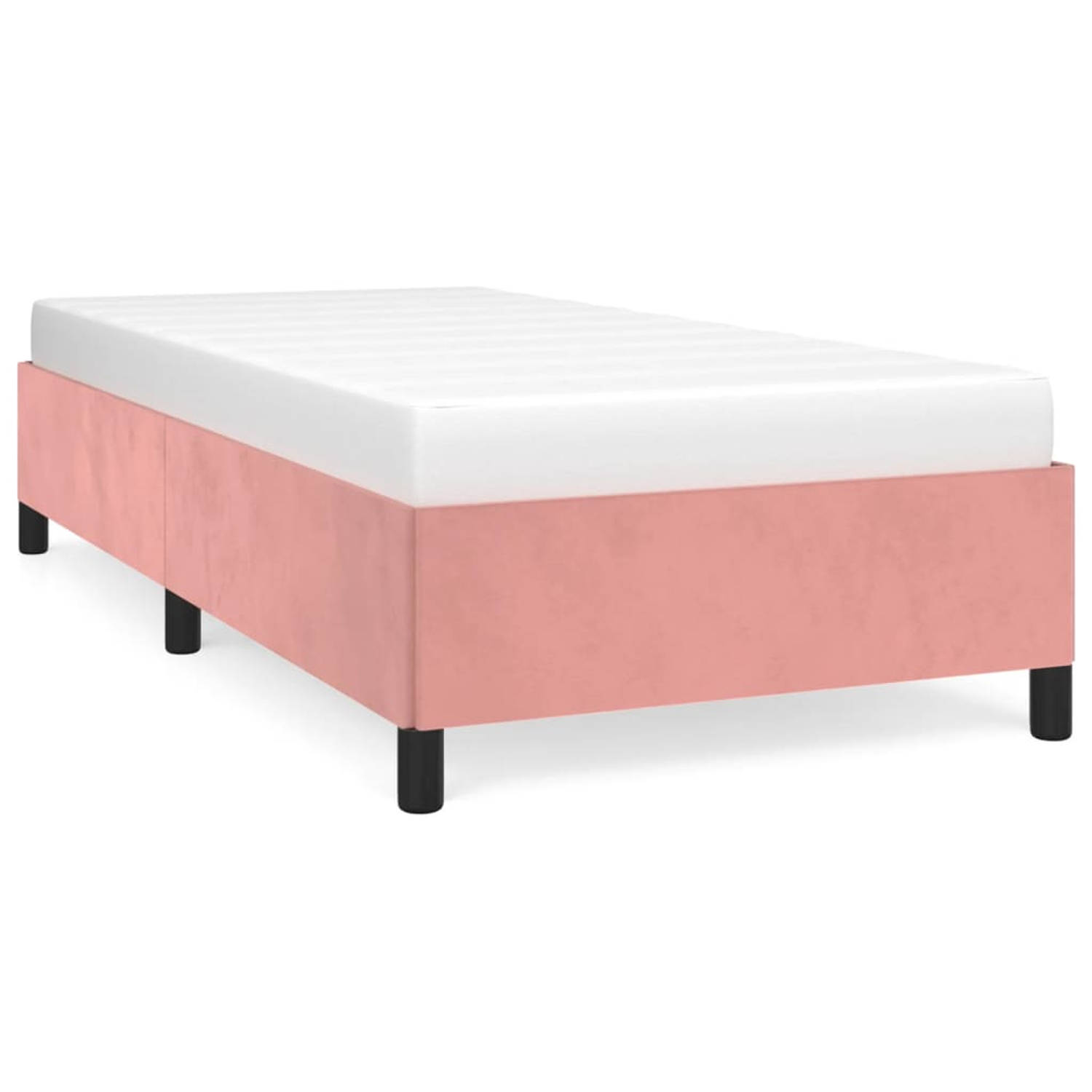 The Living Store Bedframe fluweel roze 90x190 cm - Bed