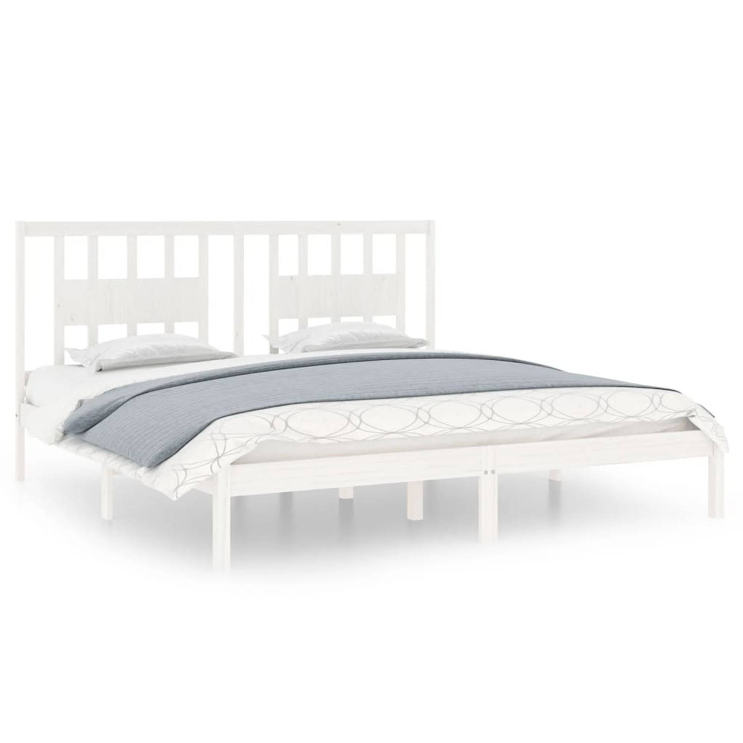 The Living Store Bedframe massief hout wit 180x200 cm 6FT Super King - Bedframe - Bedframes - Tweepersoonsbed - Bed - Bedombouw - Dubbel Bed - Frame - Bed Frame - Ledikant - Houten