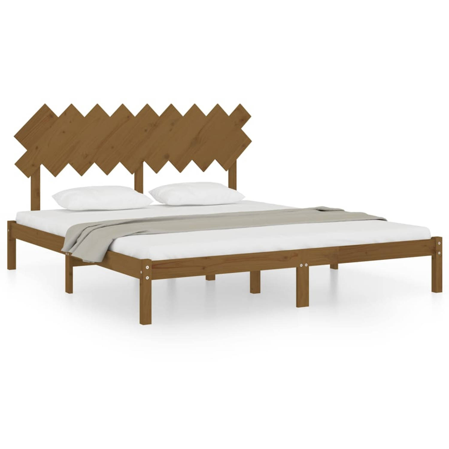 The Living Store Bedframe massief hout honingbruin 180x200 cm 6FT Super King - Bedframe - Bedframes - Bed - Bedbodem - Ledikant - Bed Frame - Massief Houten Bedframe - Slaapmeubel