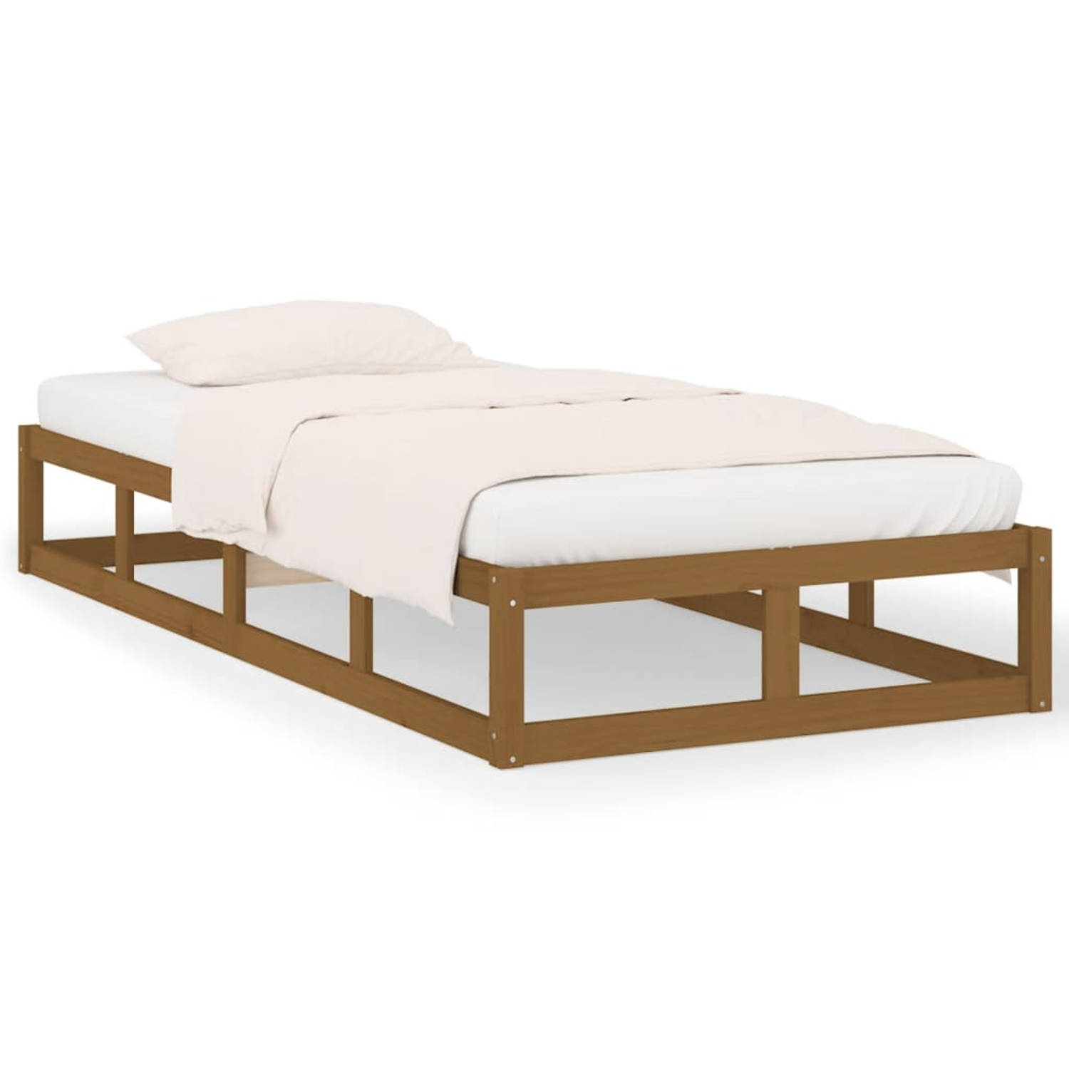 The Living Store Bedframe massief hout honingbruin 90x190 cm 3FT Single - Bedframe - Bedframes - Bed - Bedbodem - Ledikant - Bed Frame - Massief Houten Bedframe - Slaapmeubel - Een