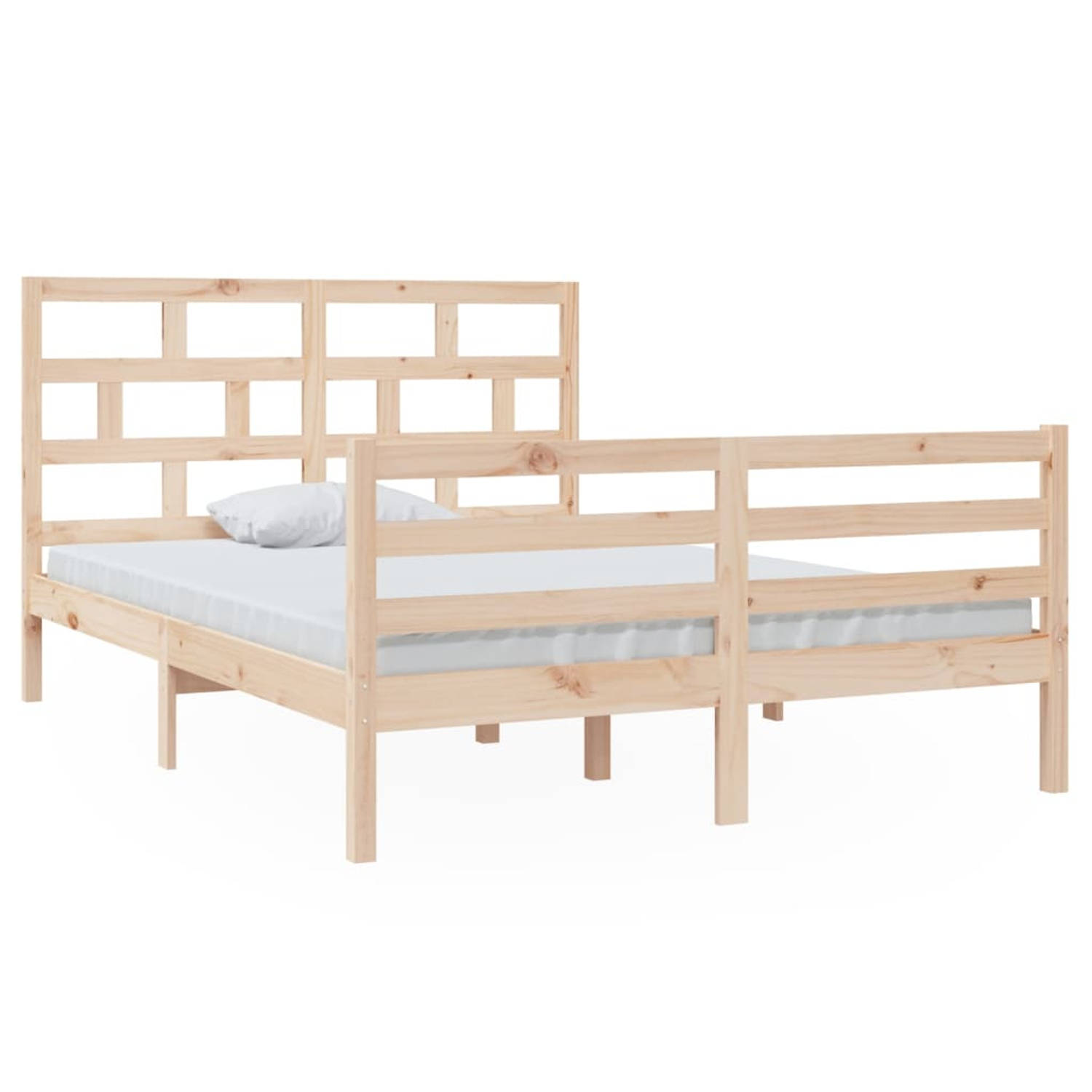 The Living Store Bedframe massief grenenhout 140x200 cm - Bedframe - Bedframes - Bed - Bedbodem - Ledikant - Bed Frame - Massief Houten Bedframe - Slaapmeubel - Tweepersoonsbed - B