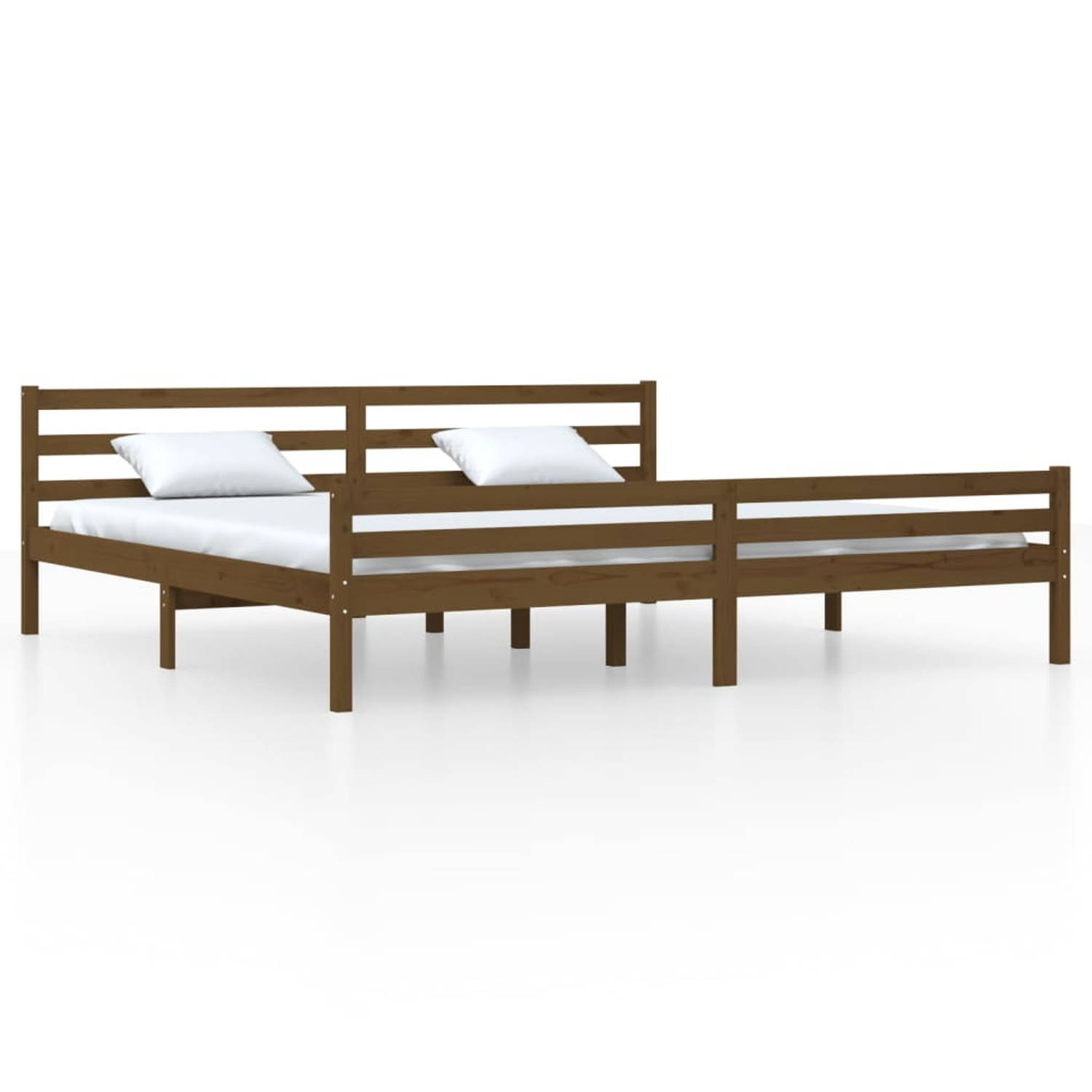 The Living Store Bedframe massief hout honingbruin 200x200 cm - Bedframe - Bedframes - Bed - Bedbodem - Ledikant - Bed Frame - Massief Houten Bedframe - Slaapmeubel - Tweepersoonsb