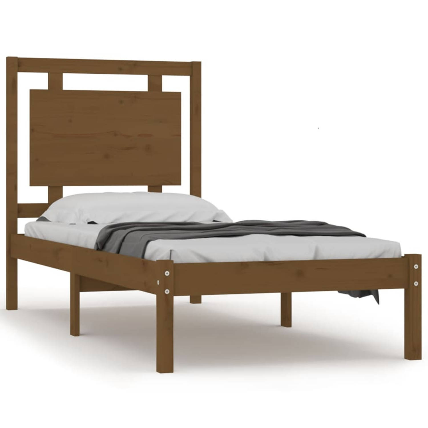 The Living Store Bedframe massief hout honingbruin 90x200 cm - Bedframe - Bedframes - Eenpersoonsbed - Bed - Bedombouw - Ledikant - Houten Bedframe - Eenpersoonsbedden - Bedden - B