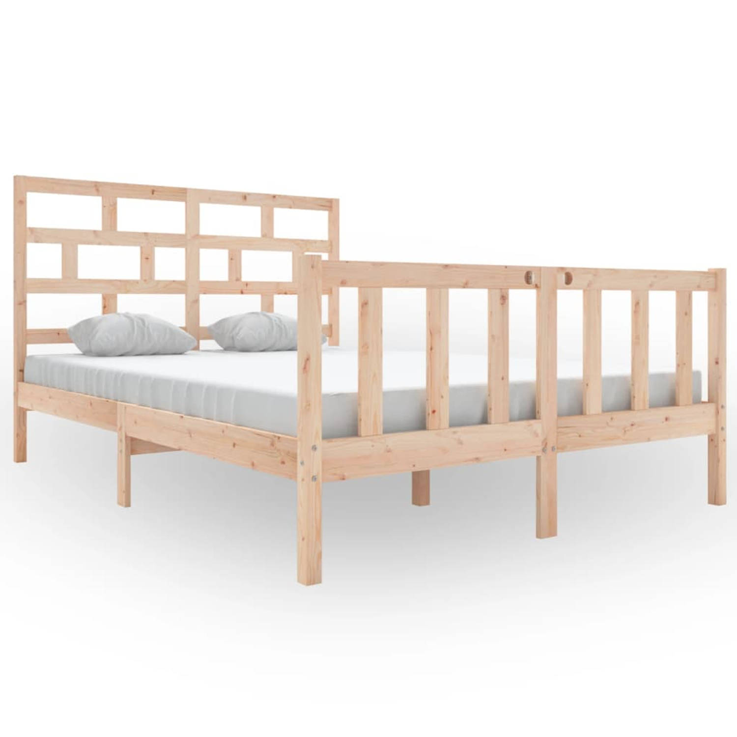 The Living Store Bedframe massief grenenhout 140x200 cm - Bedframe - Bedframes - Bed - Bedbodem - Ledikant - Bed Frame - Massief Houten Bedframe - Slaapmeubel - Tweepersoonsbed - B