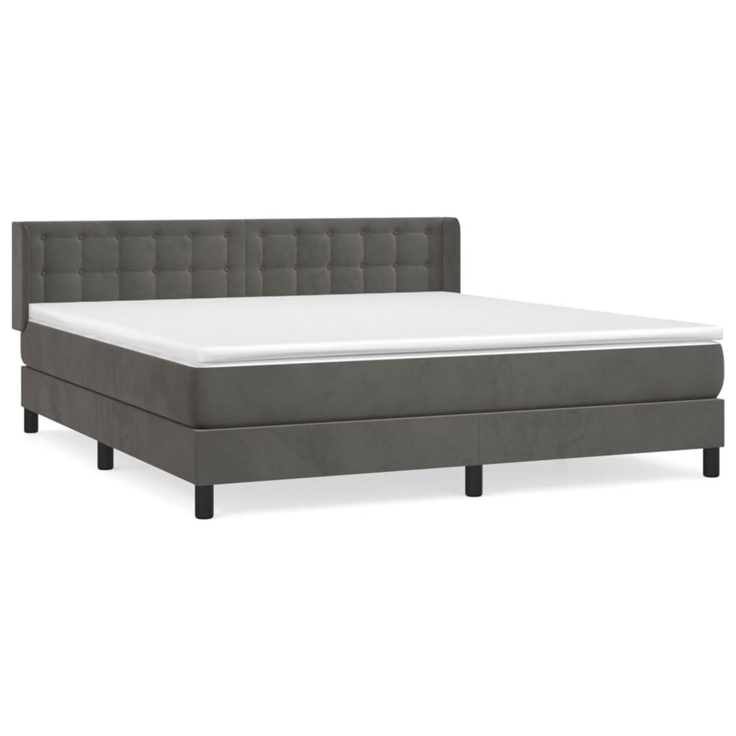 The Living Store Boxspringbed - fluweel - 203x183x78/88 cm - pocketvering