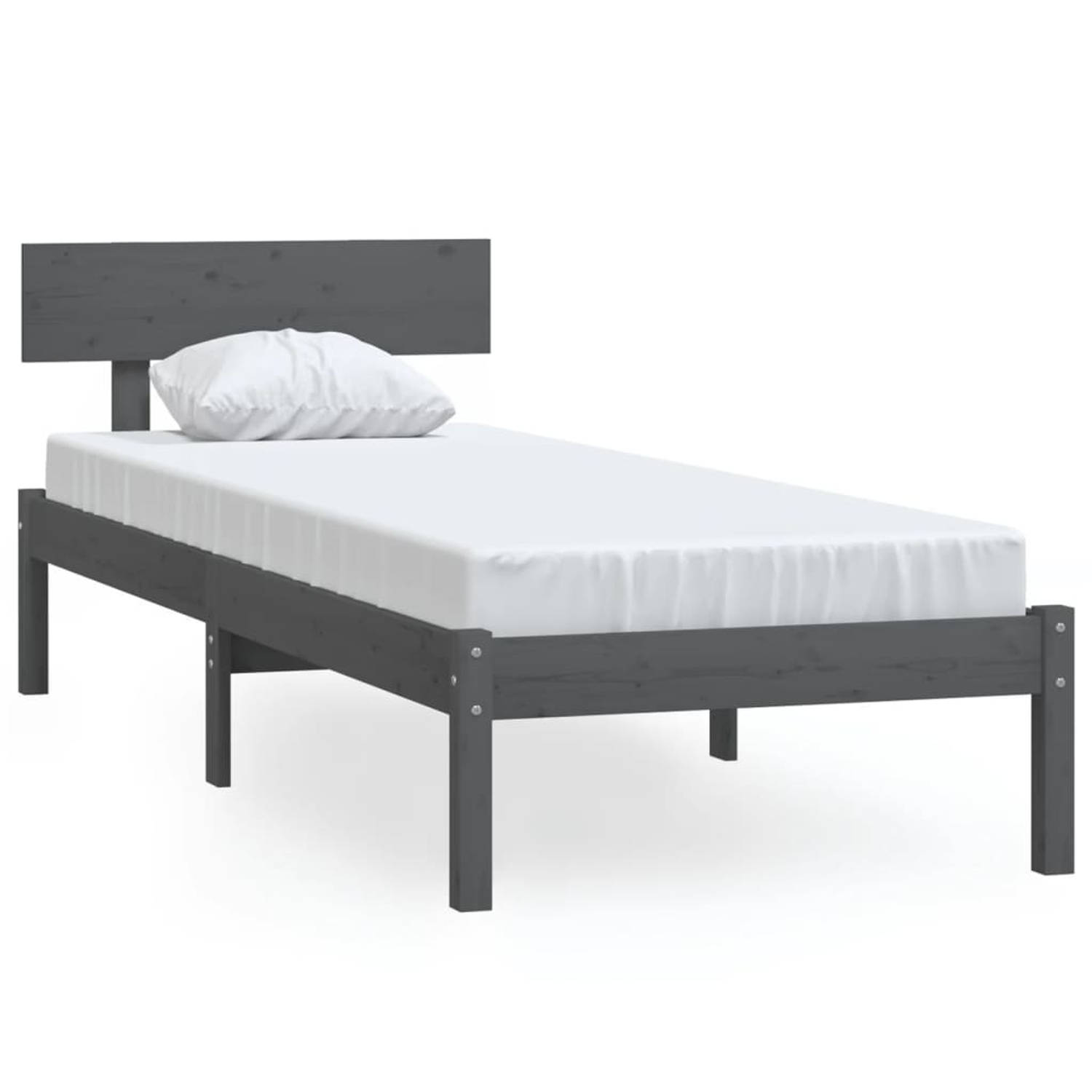 The Living Store Bedframe massief grenenhout grijs 75x190 cm UK Small Single - Bedframe - Bedframes - Bed - Bedbodem - Ledikant - Bed Frame - Massief Houten Bedframe - Slaapmeubel