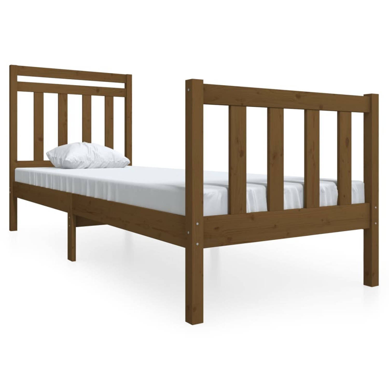 The Living Store Bedframe massief hout honingbruin 75x190 cm 2FT6 Small Single - Bedframe - Bedframes - Eenpersoonsbed - Bed - Bedombouw - Frame - Bed Frame - Ledikant - Bedframe M