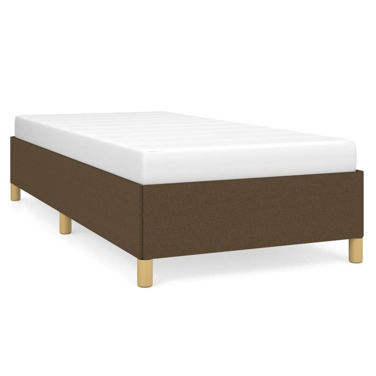 The Living Store Bedframe stof donkerbruin 90x190 cm - Bedframe - Bedframes - Slaapmeubel - Bedbodem - Ledikant - Eenpersoonsbed - Slaapmeubels - Slaapmeubelen - Slaapmeubilair - B