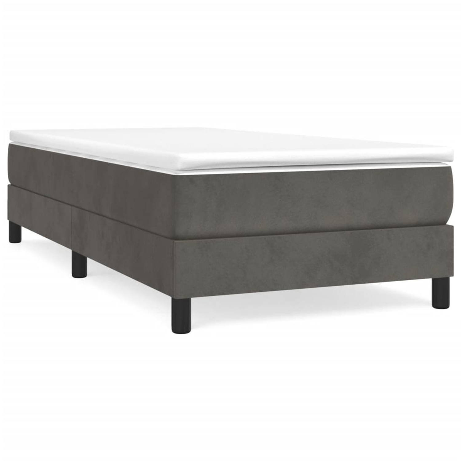 The Living Store Boxspringframe fluweel donkergrijs 90x200 cm - Bed