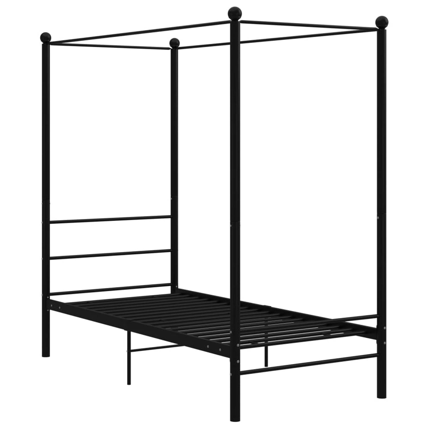 The Living Store Hemelbedframe metaal zwart 90x200 cm - Bedframe - Bedframe - Bed Frame - Bed Frames - Bed - Bedden - Metalen Bedframe - Metalen Bedframes - 1-persoonsbed - 1