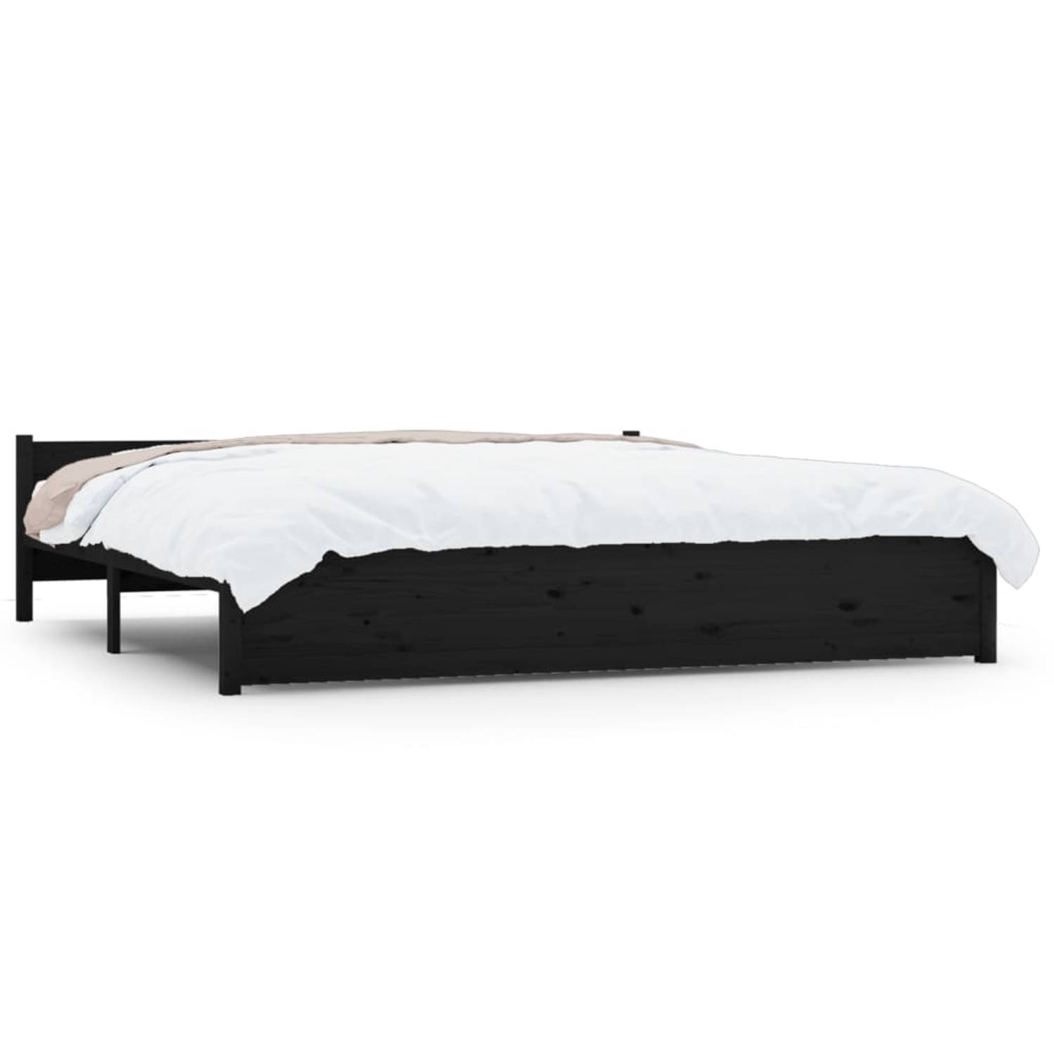 The Living Store Bedframe massief hout zwart 180x200 cm 6FT Super King - Bedframe - Bedframes - Bed - Bedbodem - Ledikant - Bed Frame - Massief Houten Bedframe - Slaapmeubel - Twee