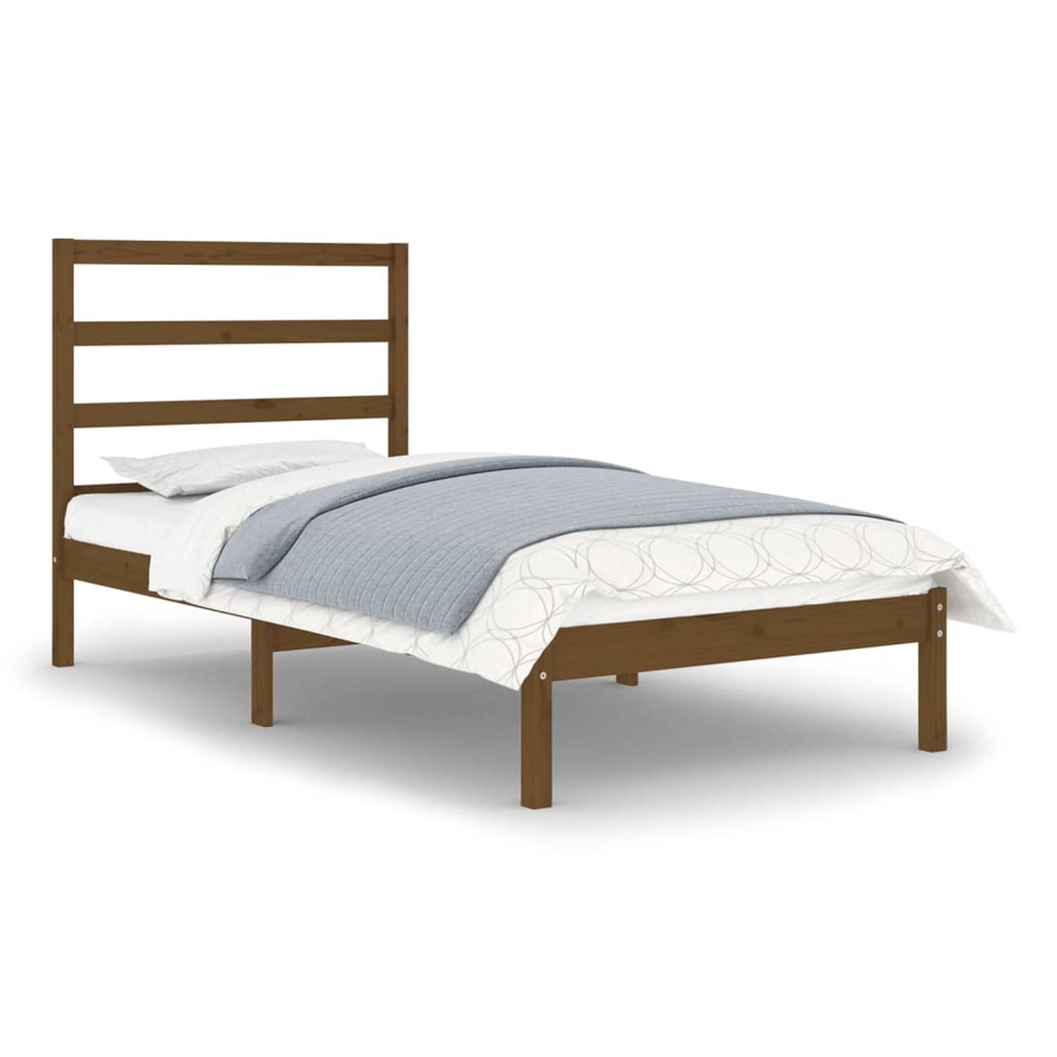 The Living Store Bedframe massief hout honingbruin 75x190 cm 2FT6 Small Single - Bedframe - Bedframes - Bed - Bedbodem - Ledikant - Bed Frame - Massief Houten Bedframe - Slaapmeube