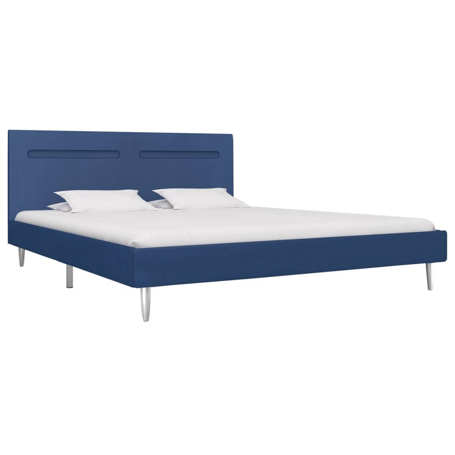 The Living Store Bedframe met LED stof blauw 180x200 cm - Bed