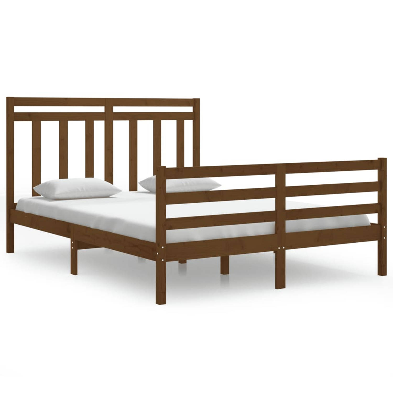 The Living Store Bedframe massief hout honingbruin 150x200 cm 5FT King Size - Bedframe - Bedframes - Tweepersoonsbed - Bed - Bedombouw - Dubbel Bed - Frame - Bed Frame - Ledikant -