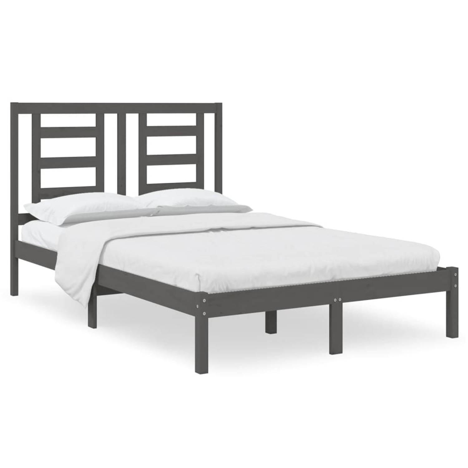 The Living Store Bedframe massief grenenhout grijs 120x200 cm - Bedframe - Bedframes - Bed - Bedbodem - Ledikant - Bed Frame - Massief Houten Bedframe - Slaapmeubel - Tweepersoonsb