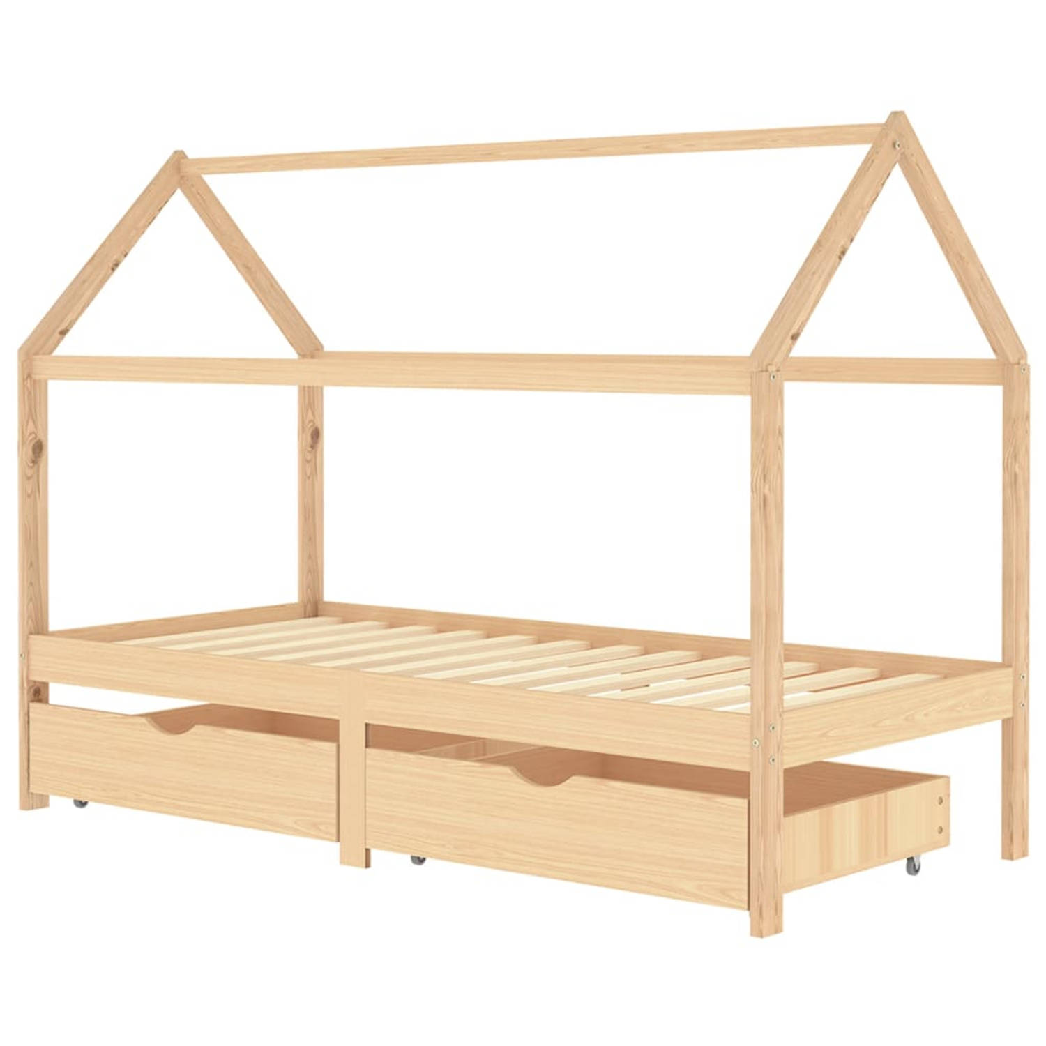 The Living Store Kinderbedframe met lades massief grenenhout 90x200 cm - Bed
