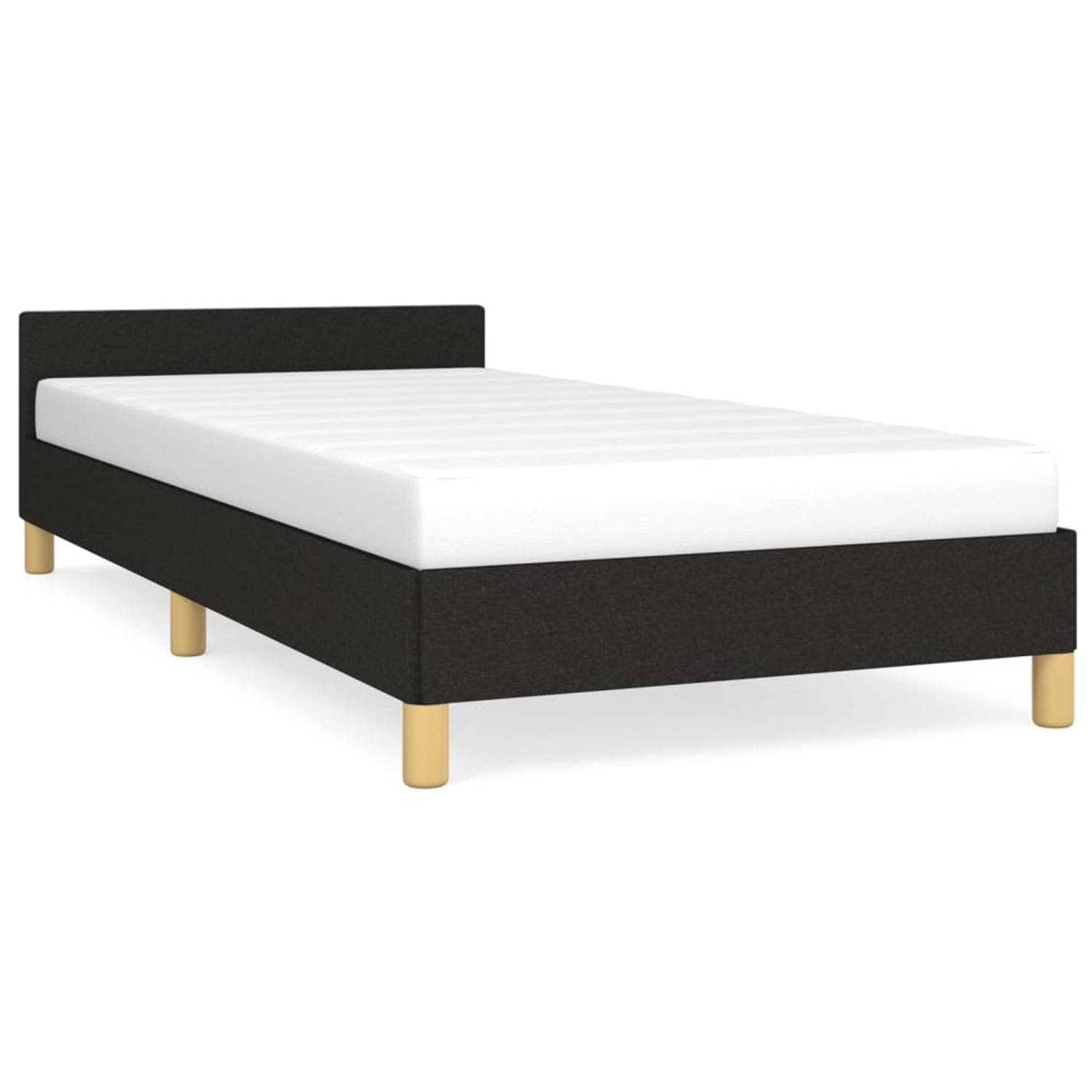 The Living Store Bedframe met hoofdbord stof zwart 80x200 cm - Bedframe Met Hoofdeinde - Bedframes Met Hoofdeindes - Bed - Slaapmeubel - Ledikant - Bedbodem - Tweepersoonsbed - Bed