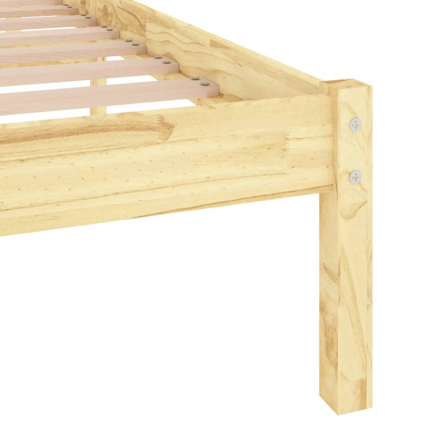 The Living Store Bedframe Grenenhout - 195.5 x 145.5 x 31 cm - 140x190 cm - Stevig - Duurzaam - Montage vereist