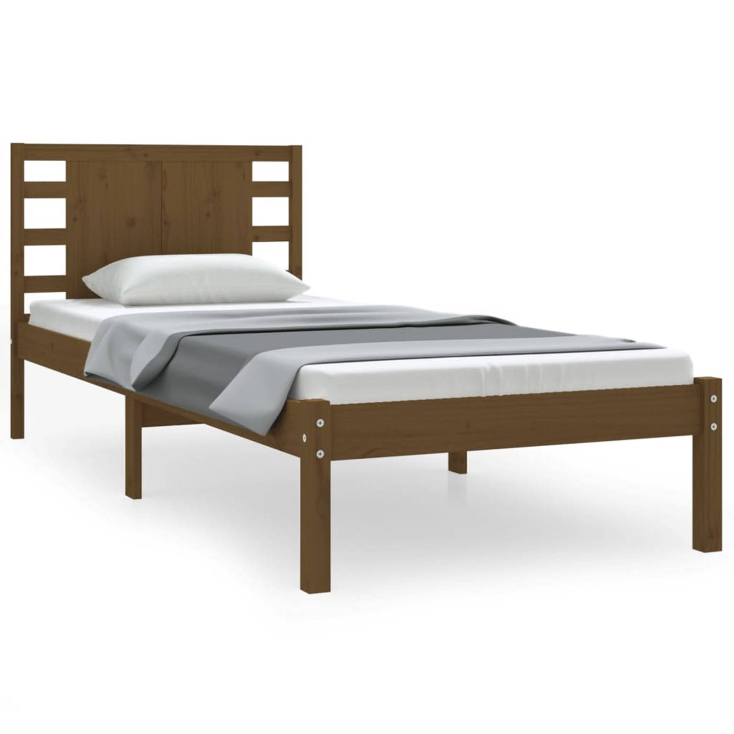 The Living Store Bedframe massief grenenhout honingbruin 90x200 cm - Bedframe - Bedframes - Eenpersoonsbed - Bed - Bedombouw - Ledikant - Houten Bedframe - Eenpersoonsbedden - Bedd