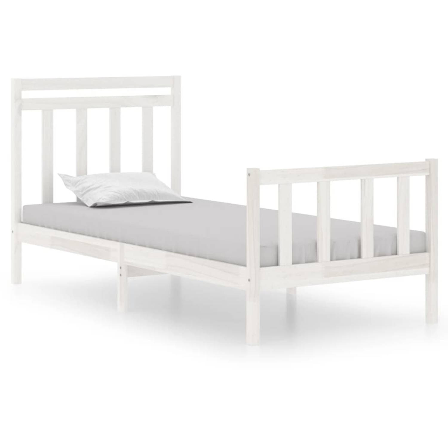 The Living Store Bedframe massief hout wit 90x190 cm 3FT Single - Bedframe - Bedframes - Eenpersoonsbed - Bed - Bedombouw - Ledikant - Houten Bedframe - Eenpersoonsbedden - Bedden
