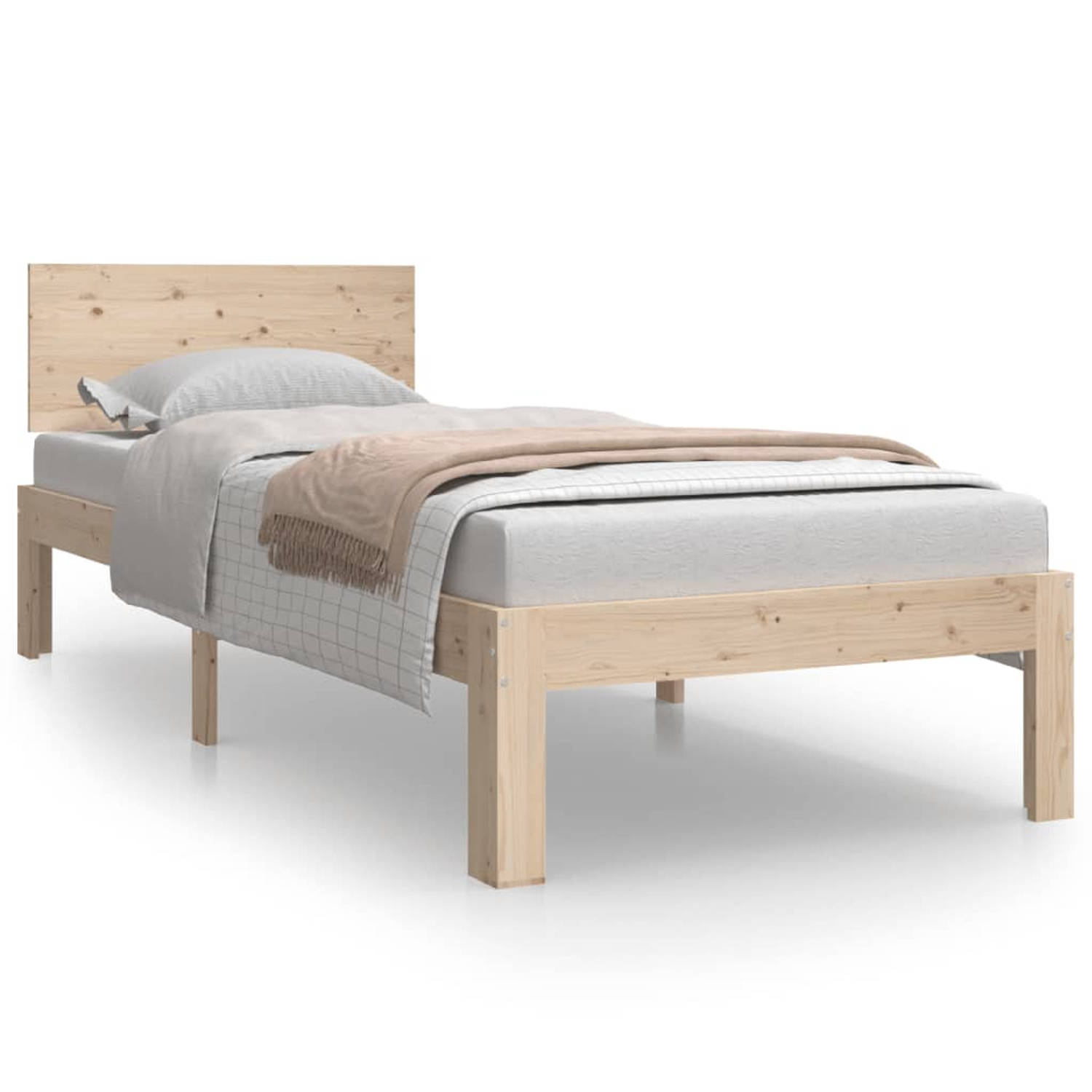 The Living Store Bedframe massief hout 75x190 cm 2FT6 Small Single - Bedframe - Bedframes - Bed - Bedbodem - Ledikant - Bed Frame - Massief Houten Bedframe - Slaapmeubel - Bedden -