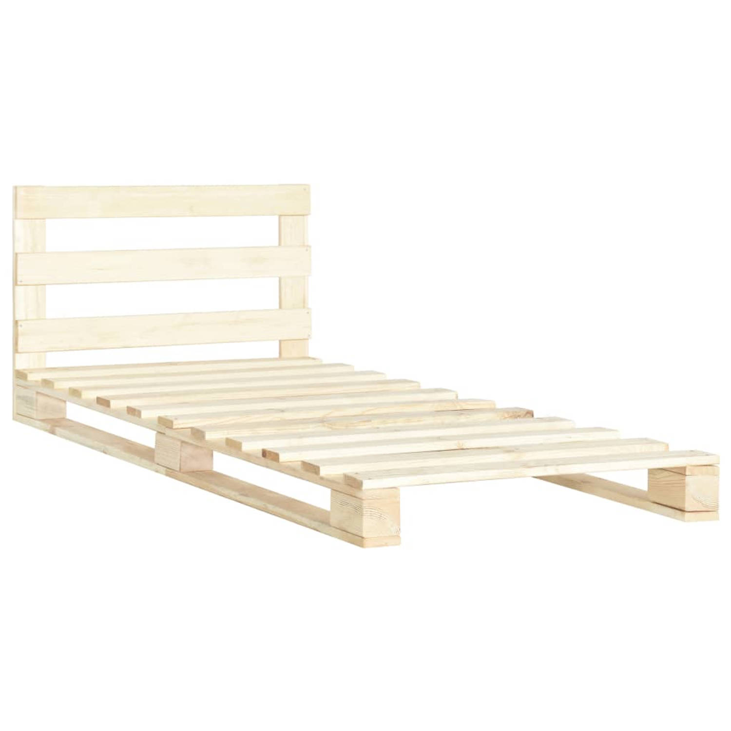 The Living Store Pallet Bedframe - Massief Grenenhout - 200 x 90 x 65 cm - Naturel