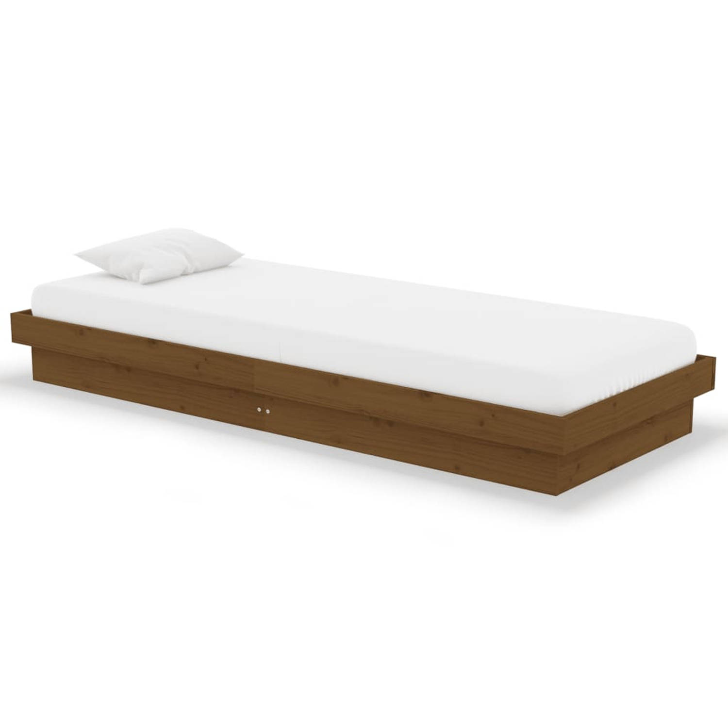 The Living Store Bedframe massief hout honingbruin 75x190 cm 2FT6 Small Single - Bedframe - Bedframes - Eenpersoonsbed - Bed - Bedombouw - Ledikant - Houten Bedframe - Eenpersoonsb