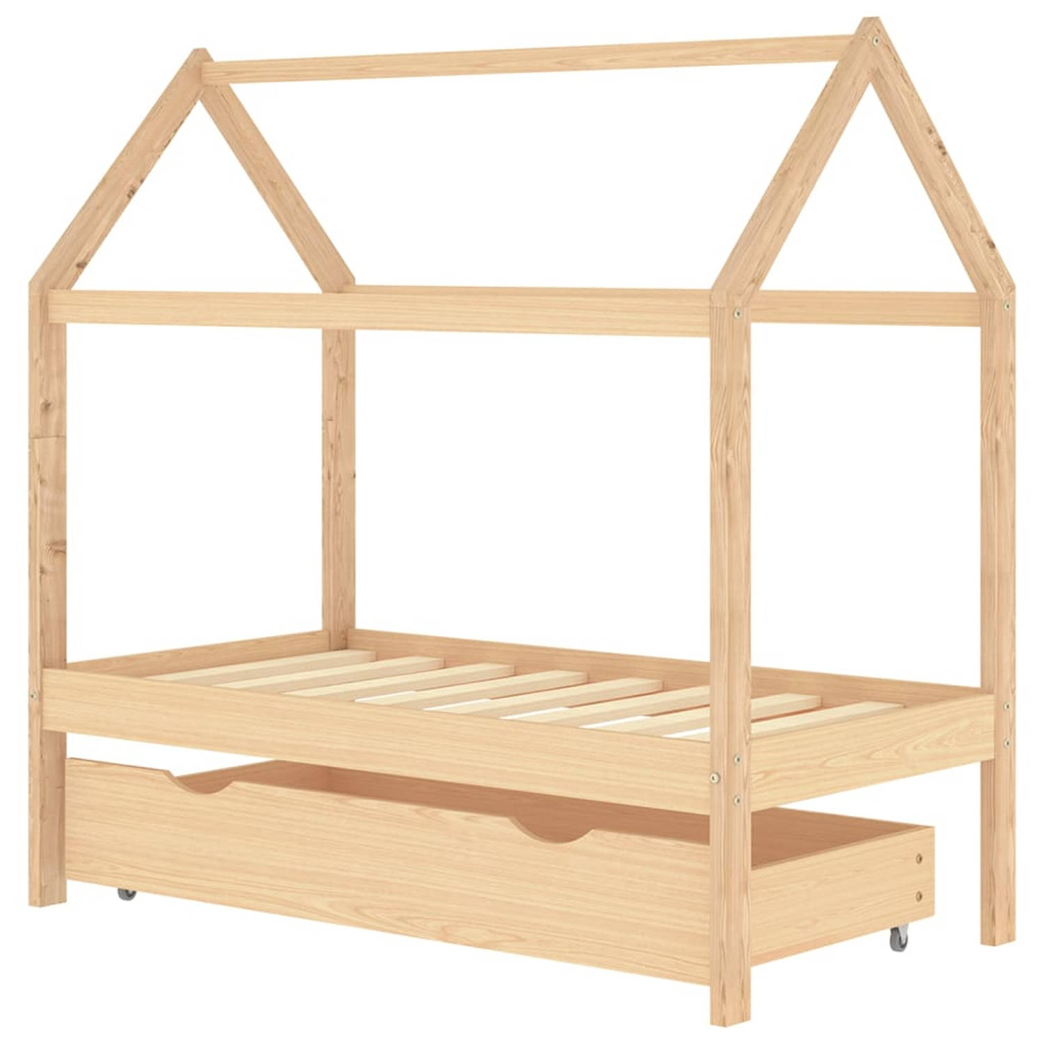 The Living Store Kinderbedframe met lade massief grenenhout 70x140 cm - Bed