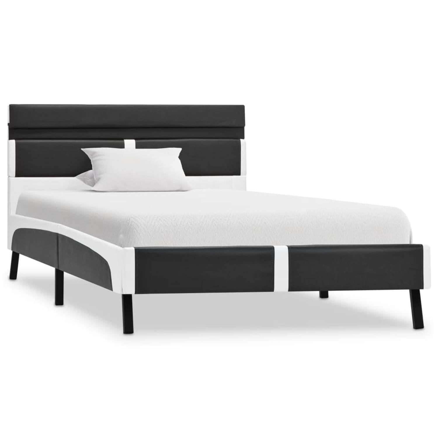 The Living Store Bedframe met LED kunstleer grijs 90x200 cm - Bedframe - Bedframes - Bed - Bedden - Eenpersoonsbed - Eenpersoonsbedden - Slaapkamermeubilair - Slaapkamermeubel - Sl