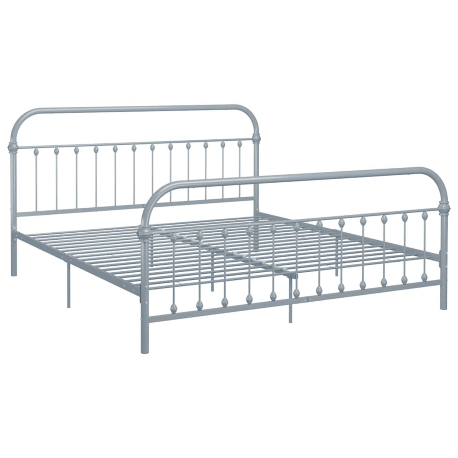 The Living Store Bedframe metaal grijs 180x200 cm - Bedframe - Bedframes - Tweepersoonsbed - Tweepersoonsbedden - Bed - Bedden - Bedombouw - Bedombouwen - Frame - Frames - Slaapmeu