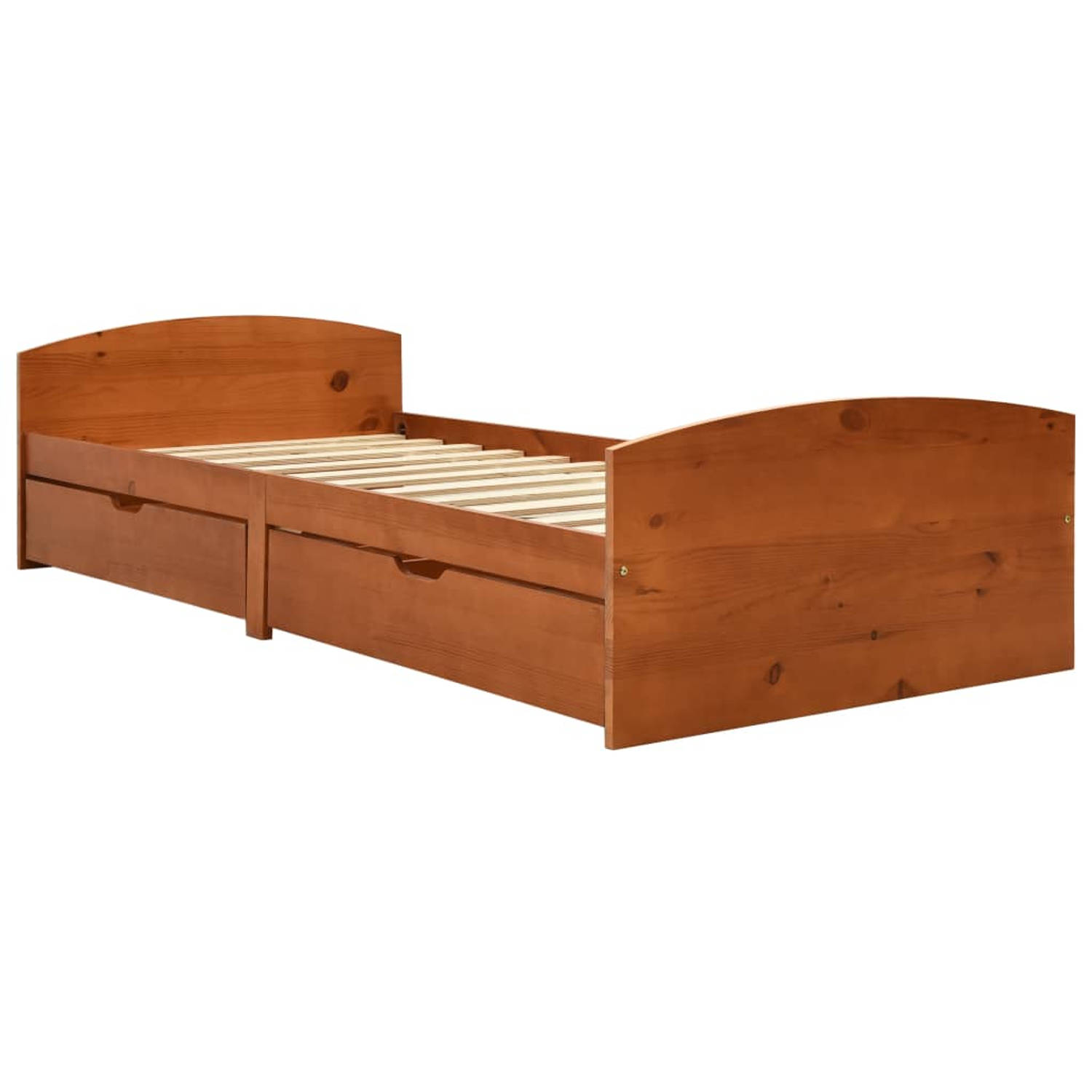 The Living Store Bedframe met 2 lades massief grenenhout honingbruin 90x200 cm - Bed