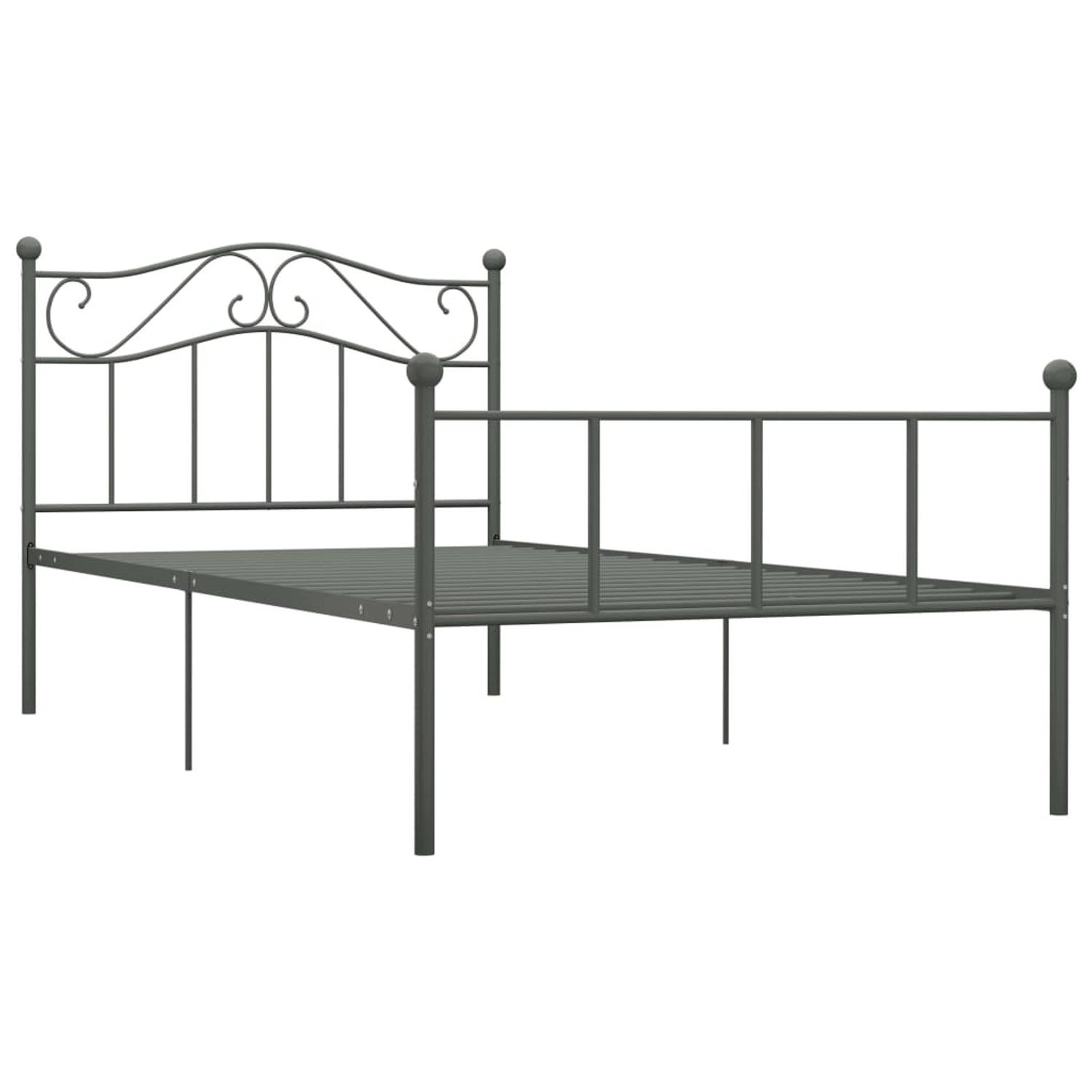 The Living Store Metalen Bedframe - Grijs - 208 x 97.5 x 95 cm - 90 x 200 cm - Montage vereist