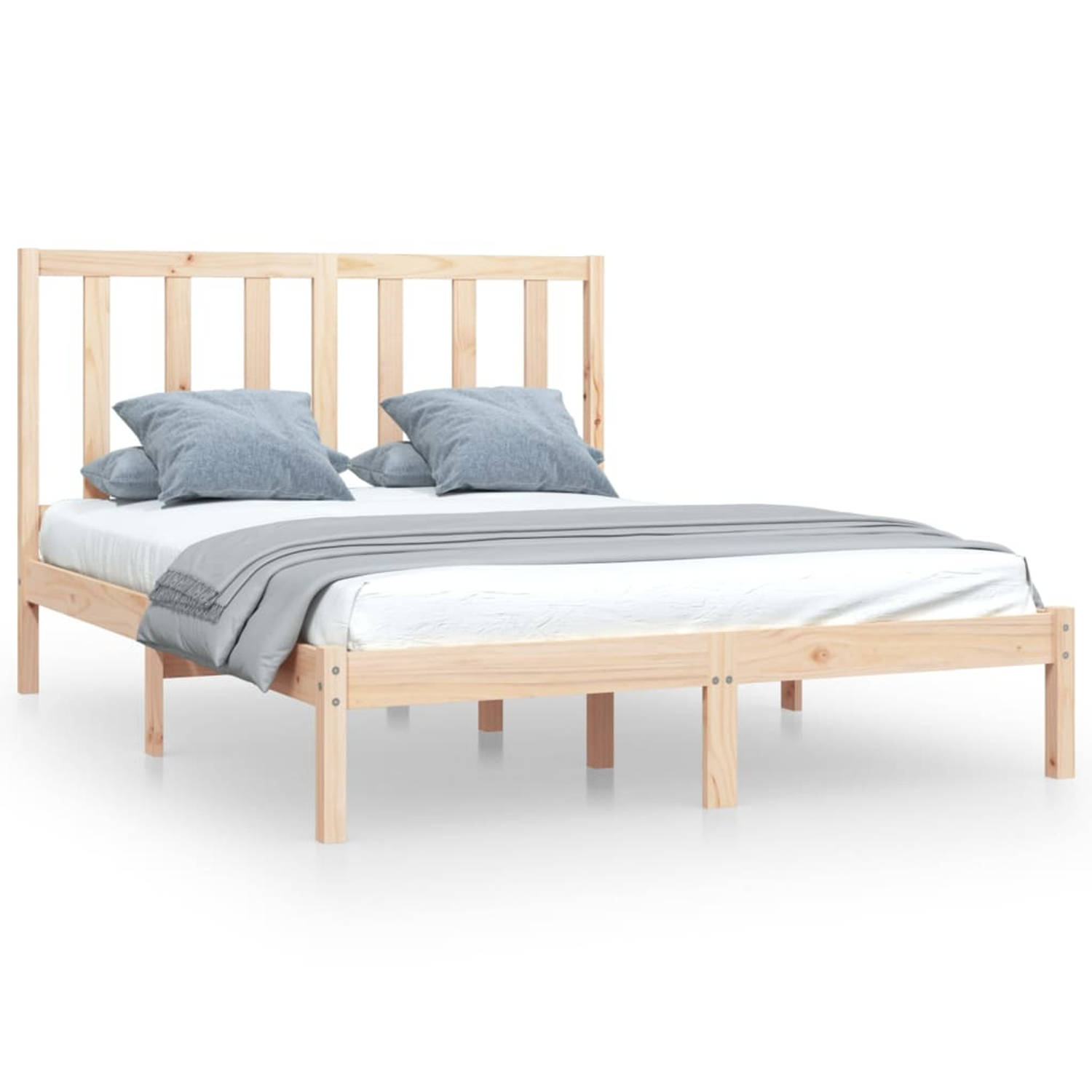 The Living Store Bedframe massief grenenhout 135x190 cm 4FT6 Double - Bedframe - Bedframes - Bed - Bedbodem - Ledikant - Bed Frame - Massief Houten Bedframe - Slaapmeubel - Tweeper