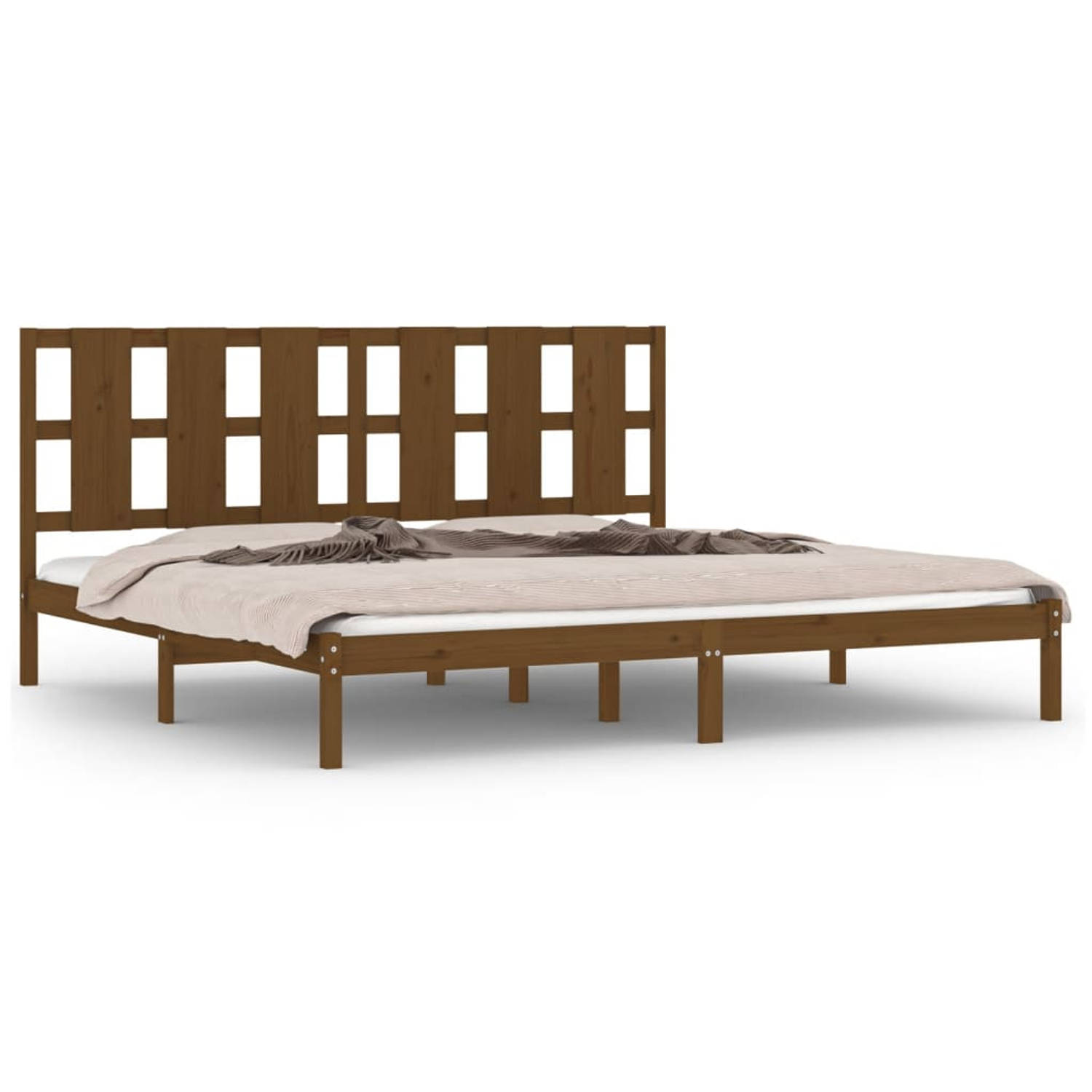 The Living Store Bedframe massief hout honingbruin 180x200 cm 6FT Super King - Bedframe - Bedframes - Bed - Bedbodem - Ledikant - Bed Frame - Massief Houten Bedframe - Slaapmeubel